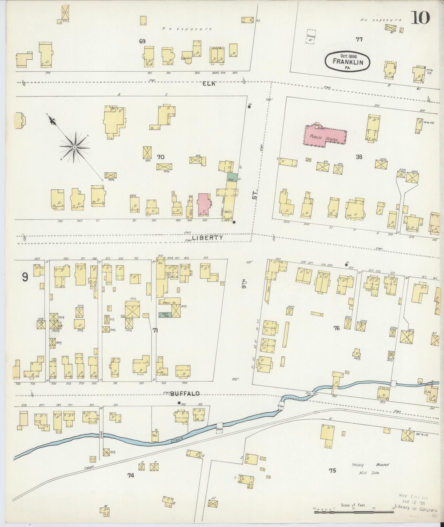 Sanborn Fire Insurance Map from Franklin, Venango County, Pennsylvania (1896), Sheet #0010 - Historic Sanborn Fire Insurance Map Print, vintage old map wall art, antique decor, genealogy gift, Pennsylvania Pennsylvania map