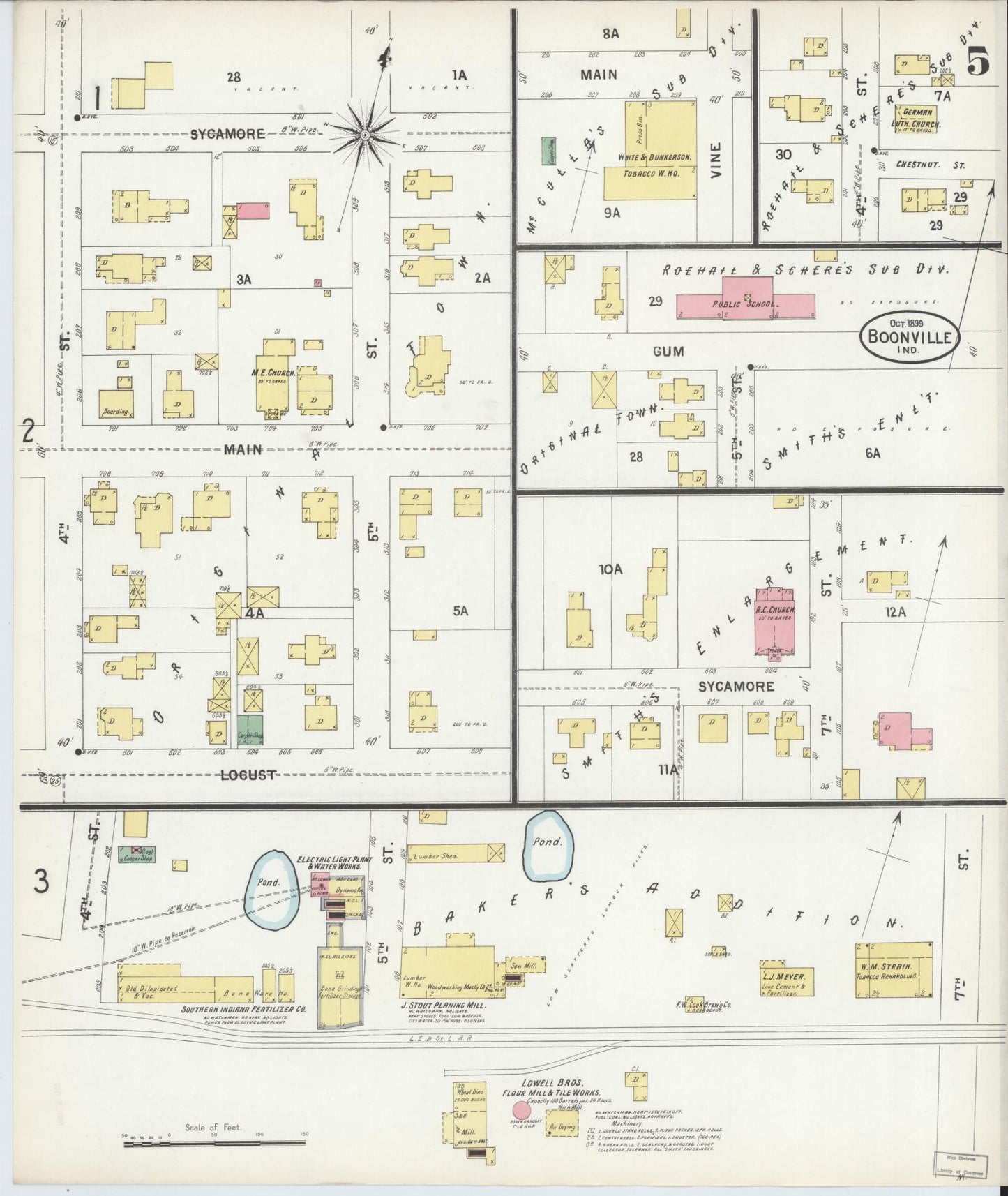 Sanborn Fire Insurance Map from Boonville, Warrick County, Indiana (1899), Sheet #0005 - Complete Map Set gallery image, historic Sanborn map, vintage wall art, Indiana Indiana