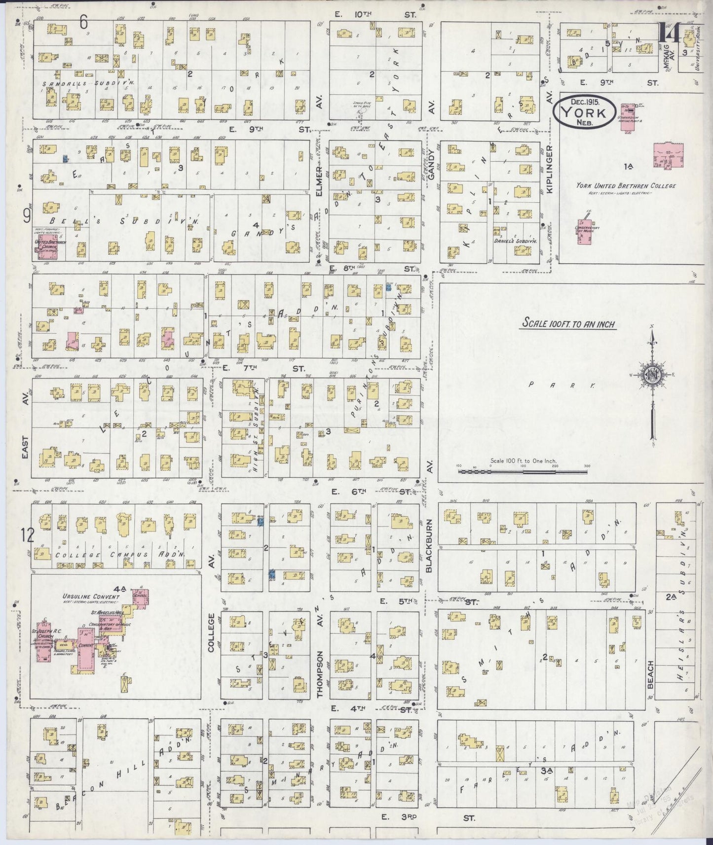 Sanborn Fire Insurance Map from York, York County, Nebraska (1915), Sheet #0014 - Complete Map Set gallery image, historic Sanborn map, vintage wall art, Nebraska Nebraska