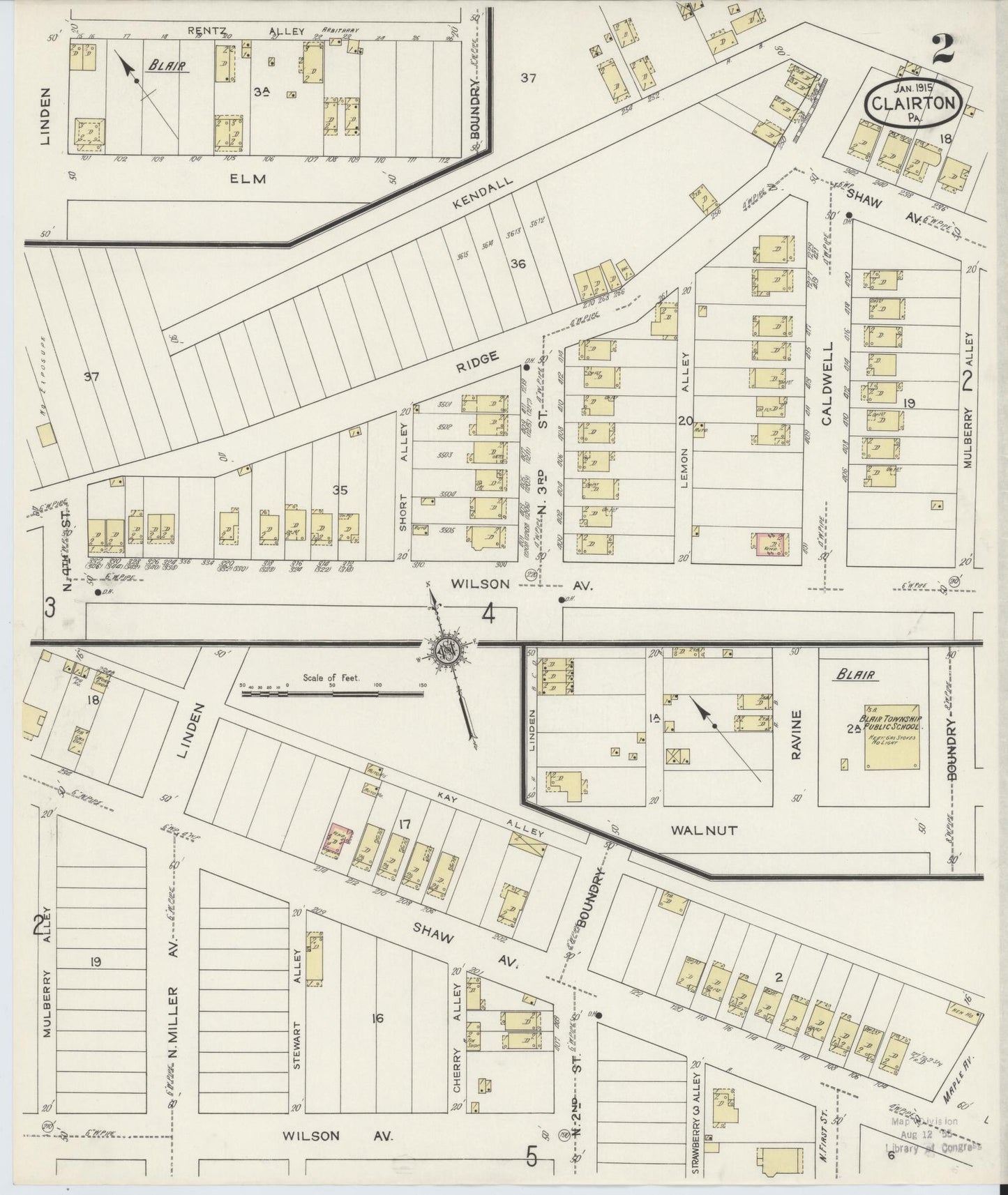 Sanborn Fire Insurance Map from Clairton, Allegheny County, Pennsylvania (1915), Sheet #0002 - Historic Sanborn Fire Insurance Map Print, vintage old map wall art, antique decor, genealogy gift, Pennsylvania Pennsylvania map