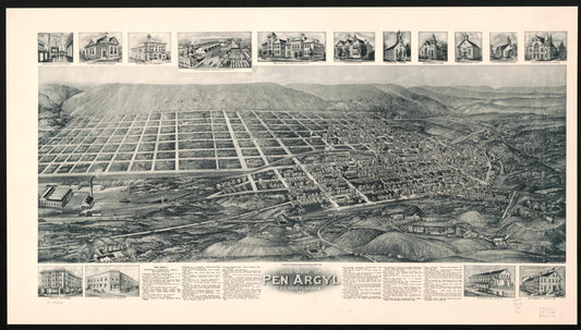 Aero view of Pen Argyl, Pennsylvania 1916. (1916) – Historic Bird’s-Eye View Panorama Print