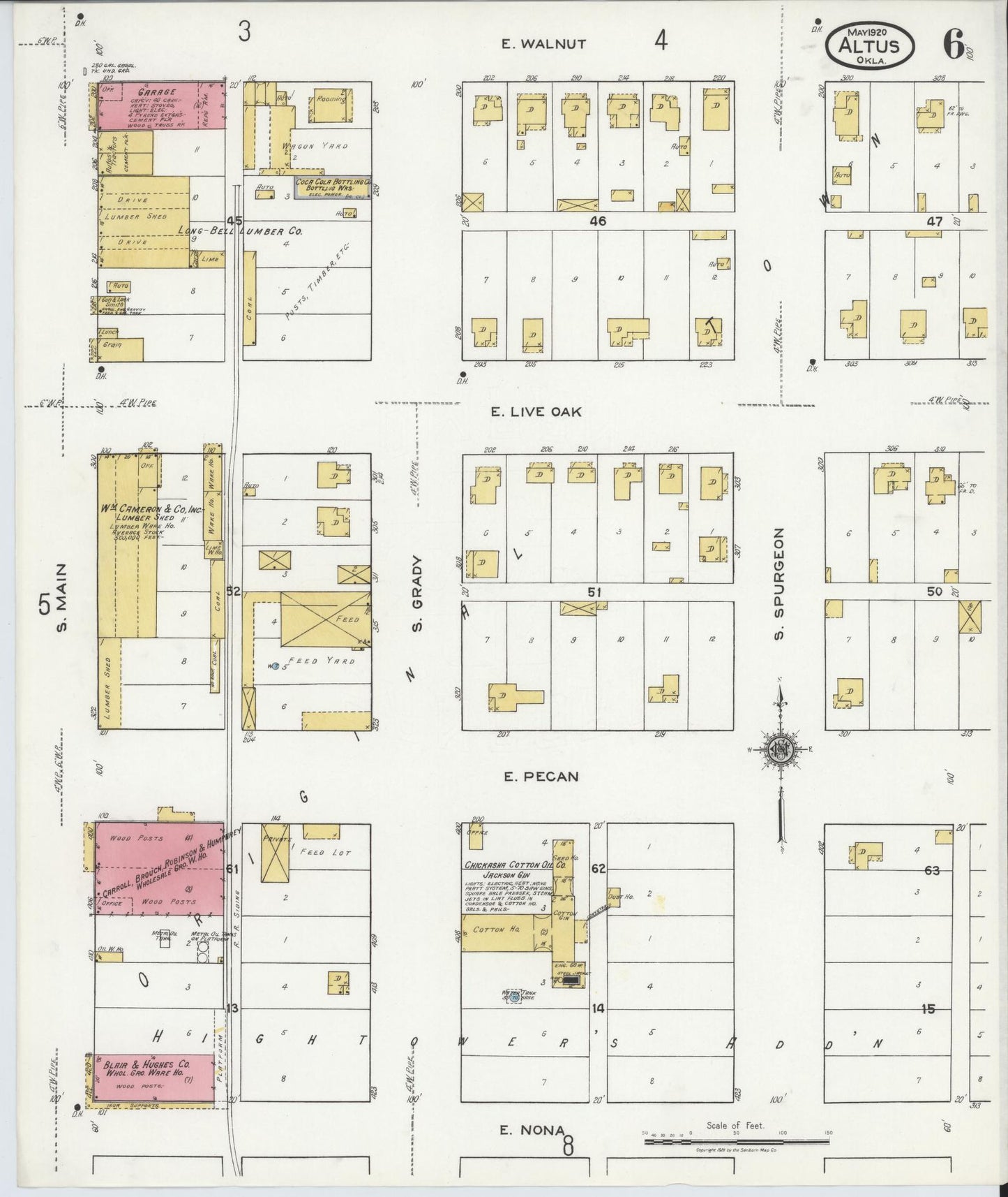 Sanborn Fire Insurance Map from Altus, Jackson County, Oklahoma (1920), Sheet #0006 - Historic Sanborn Fire Insurance Map Print, vintage old map wall art, antique decor, genealogy gift, Oklahoma Oklahoma map