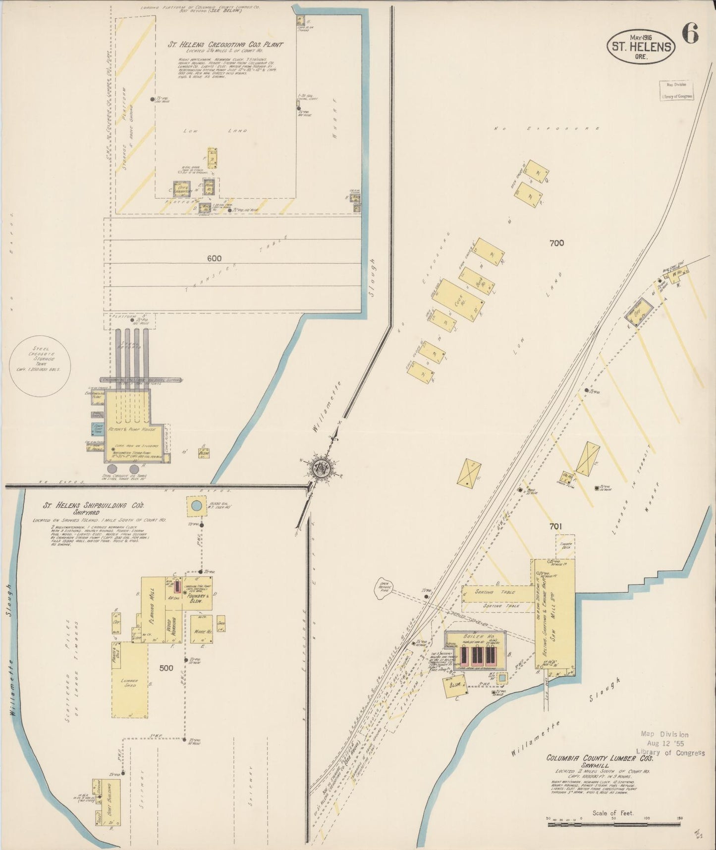 Sanborn Fire Insurance Map from Saint Helens, Columbia County, Oregon (1916), Sheet #0006 - Complete Map Set gallery image, historic Sanborn map, vintage wall art, Oregon Oregon