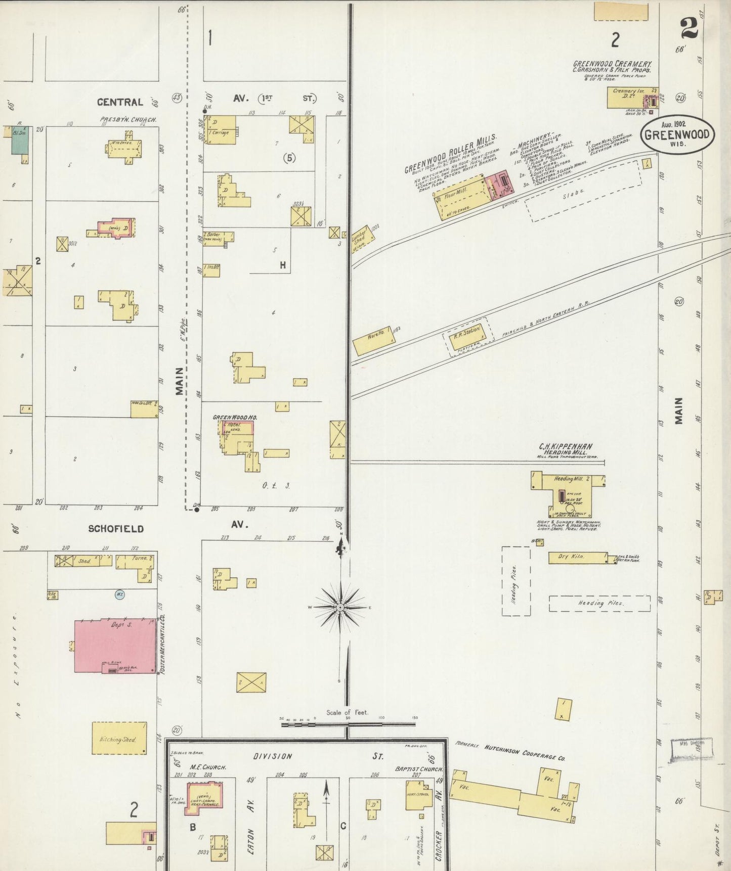 Sanborn Fire Insurance Map from Greenwood, Clark County, Wisconsin (1902), Sheet #0002 - Complete Map Set gallery image, historic Sanborn map, vintage wall art, Wisconsin Wisconsin