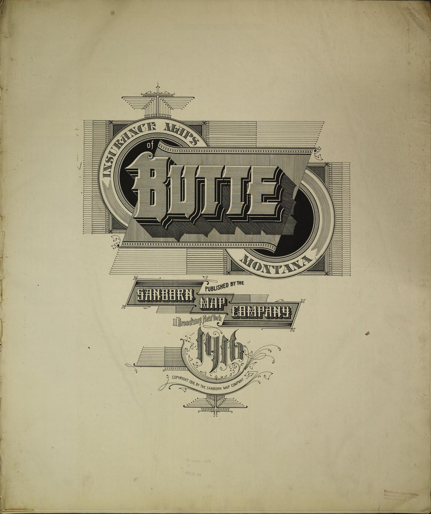 Sanborn Fire Insurance Map from Butte, Silver Bow County, Montana (1916), Sheet #0001 - Historic Sanborn Fire Insurance Map Print, vintage old map wall art, antique decor, genealogy gift, Montana Montana map