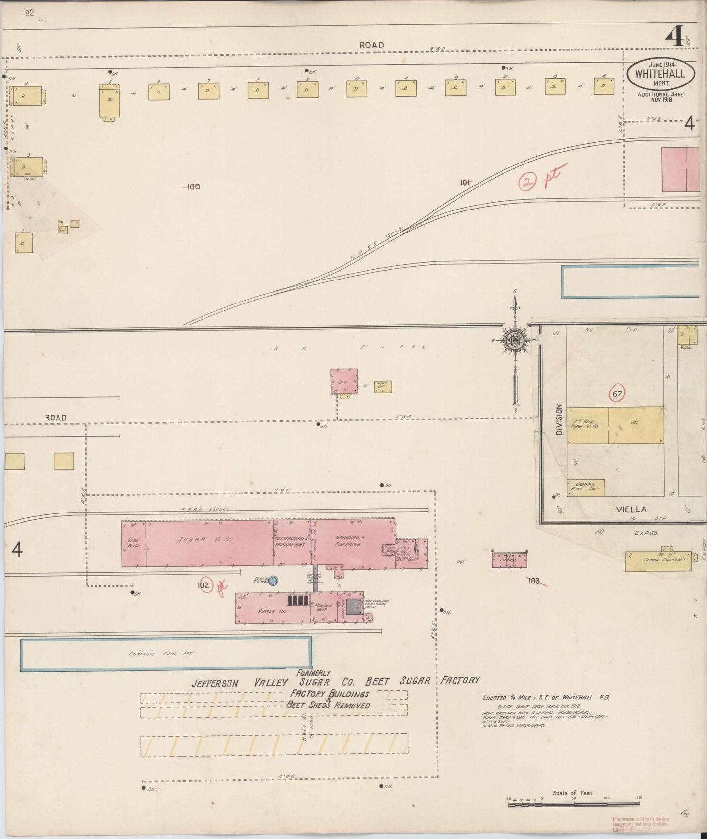 Sanborn Fire Insurance Map from Whitehall, Jefferson County, Montana (1927), Sheet #0004 - Historic Sanborn Fire Insurance Map Print, vintage old map wall art, antique decor, genealogy gift, Montana Montana map
