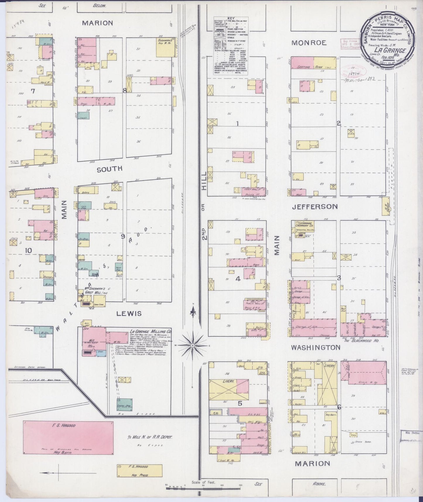Sanborn Fire Insurance Map from La Grange, Lewis County, Missouri (1893), Sheet #0001 - Historic Sanborn Fire Insurance Map Print, vintage old map wall art, antique decor, genealogy gift, Missouri Missouri map