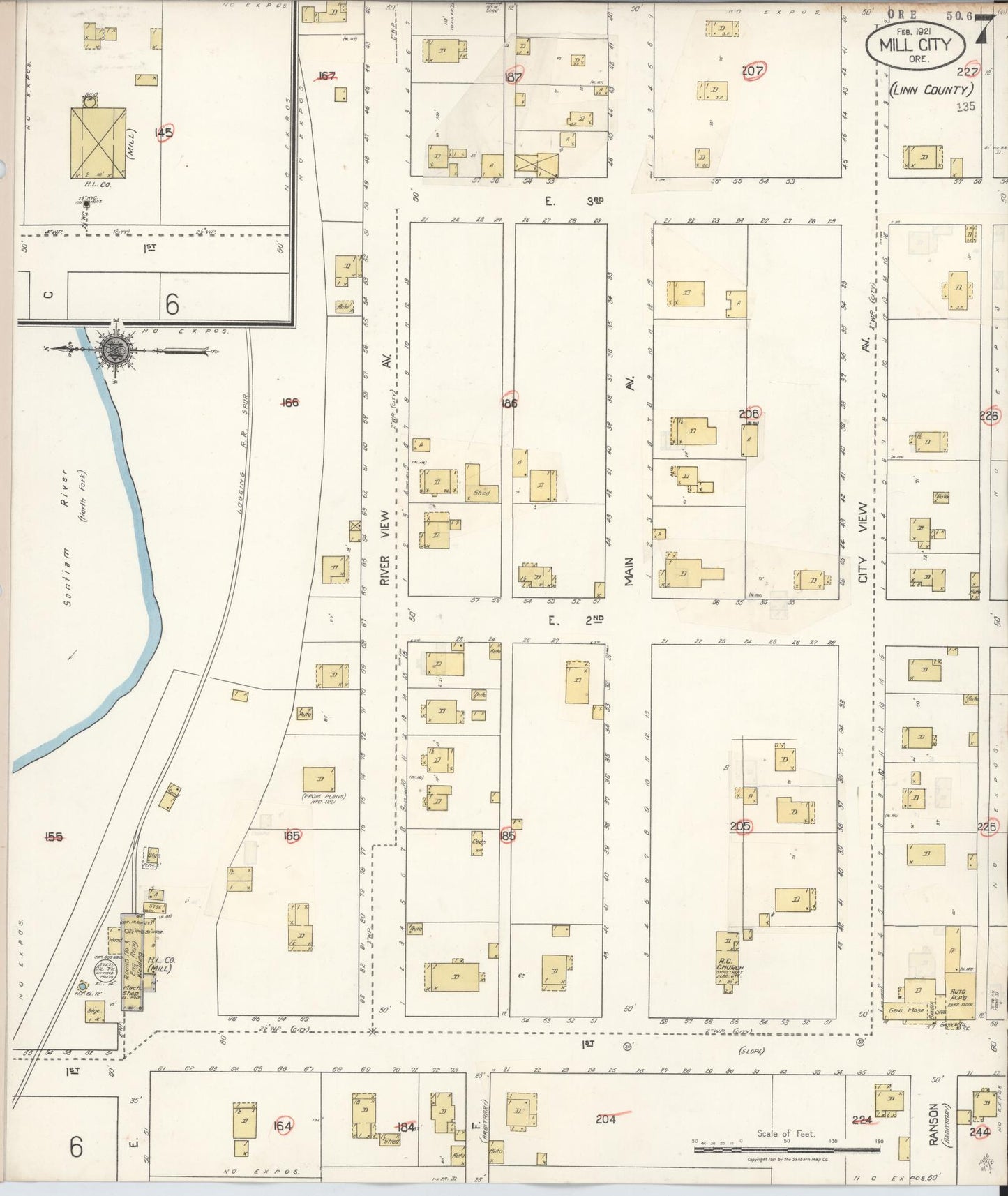 Sanborn Fire Insurance Map from Mill City, Linn And Marion Counties, Oregon (1931), Sheet #0007 - Complete Map Set gallery image, historic Sanborn map, vintage wall art, Oregon Oregon
