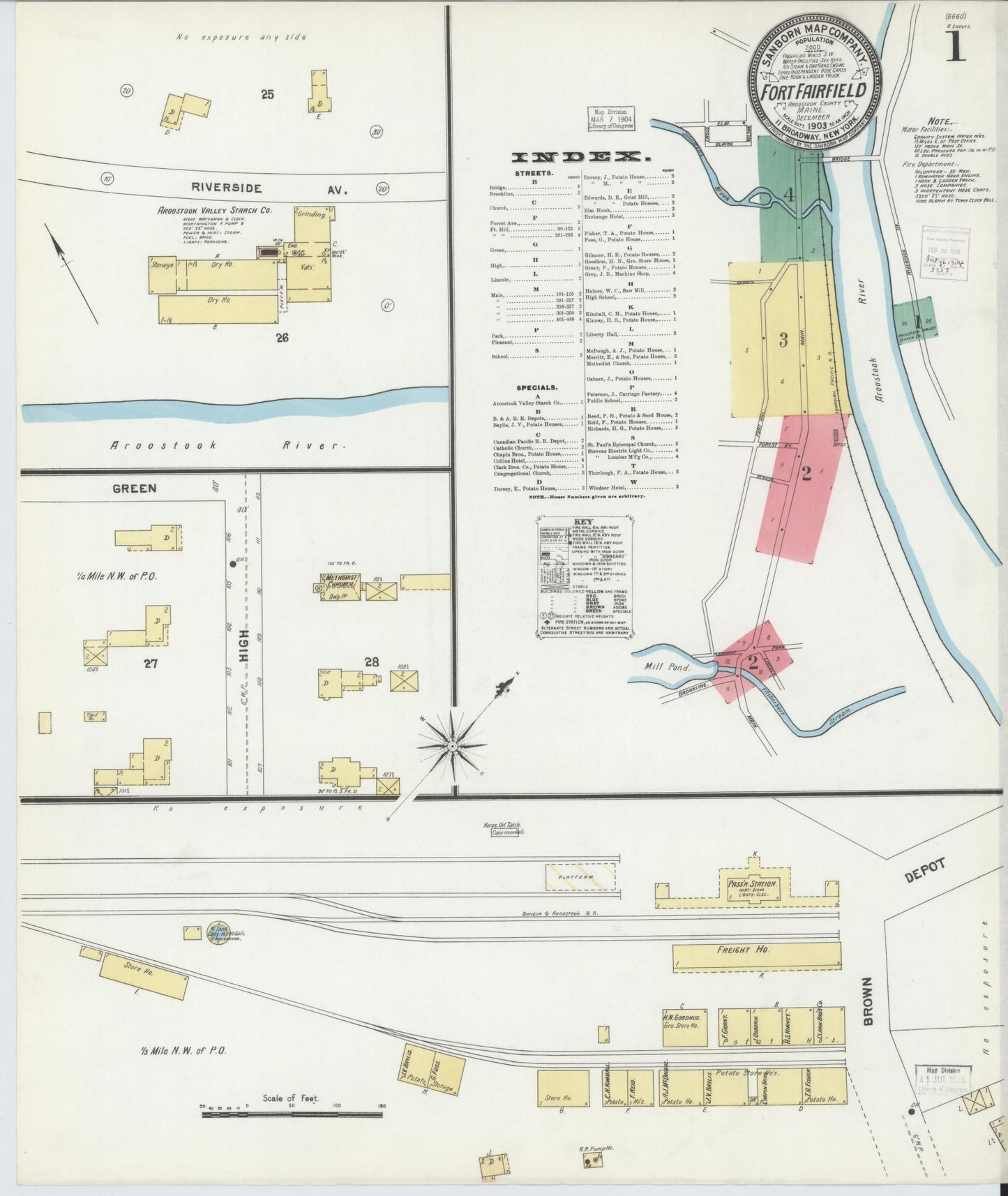 Sanborn Fire Insurance Map from Fort Fairfield, Aroostook County, Maine. (1903) – Historic Sanborn Fire Insurance Map Print