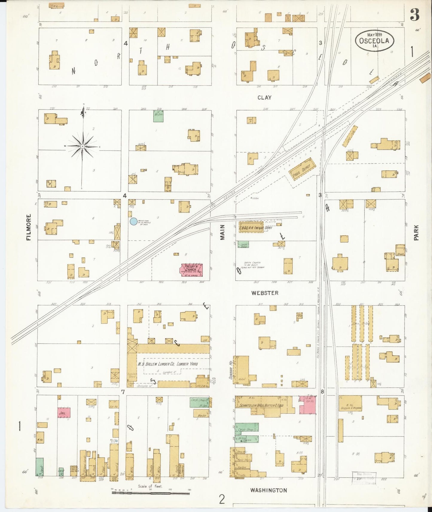 Sanborn Fire Insurance Map from Osceola, Clarke County, Iowa (1899), Sheet #0003 - Historic Sanborn Fire Insurance Map Print