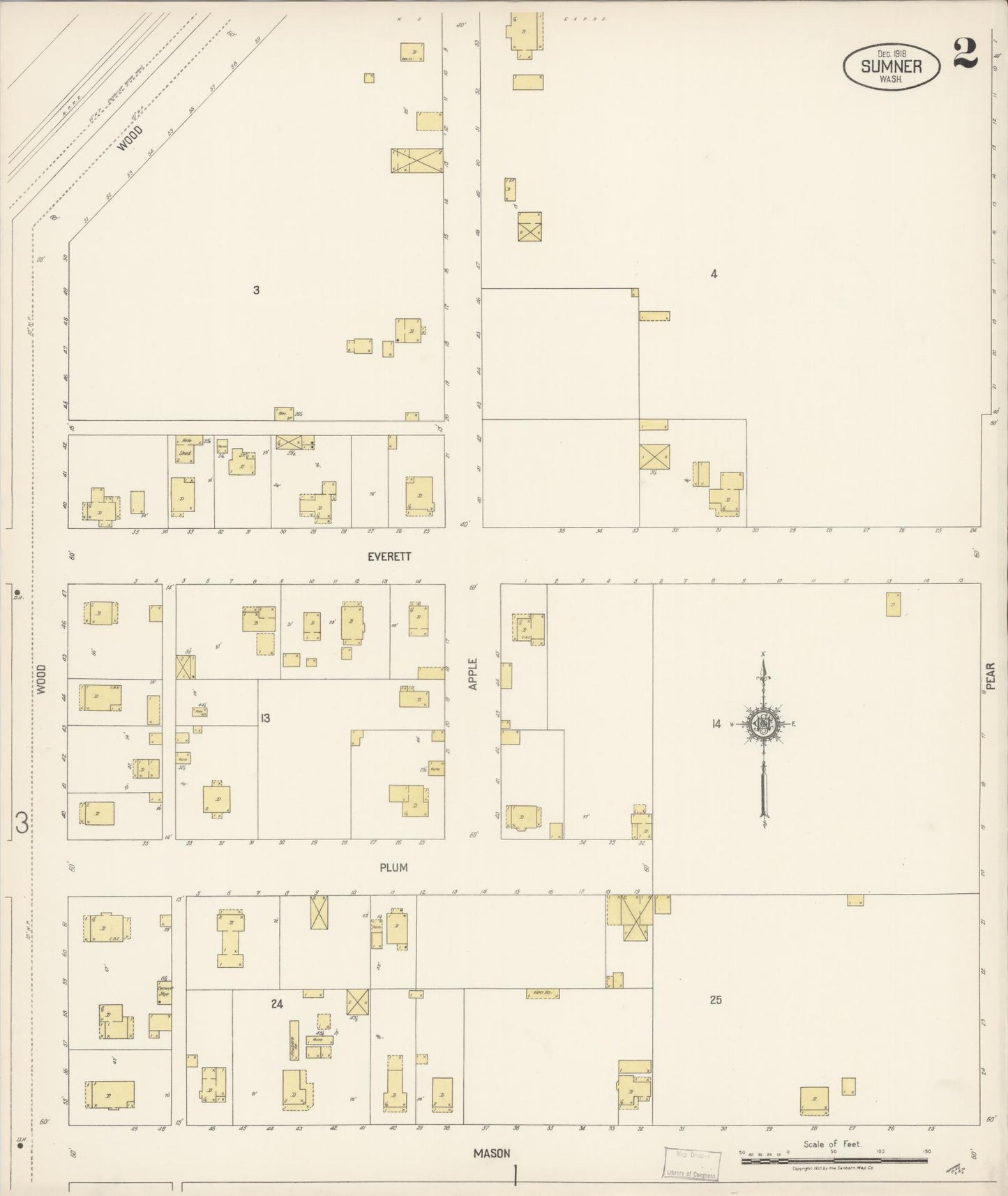Sanborn Fire Insurance Map from Sumner, Pierce County, Washington (1919), Sheet #0002 - Historic Sanborn Fire Insurance Map Print, vintage old map wall art, antique decor, genealogy gift, Washington Washington map
