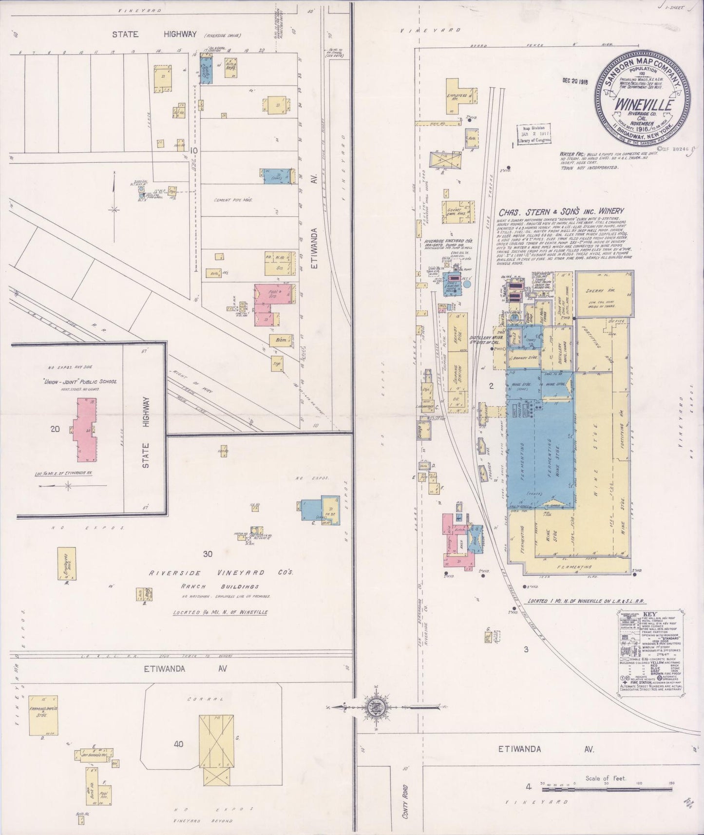 Sanborn Fire Insurance Map from Wineville, Riverside County, California. (1916) – Historic Sanborn Fire Insurance Map Print