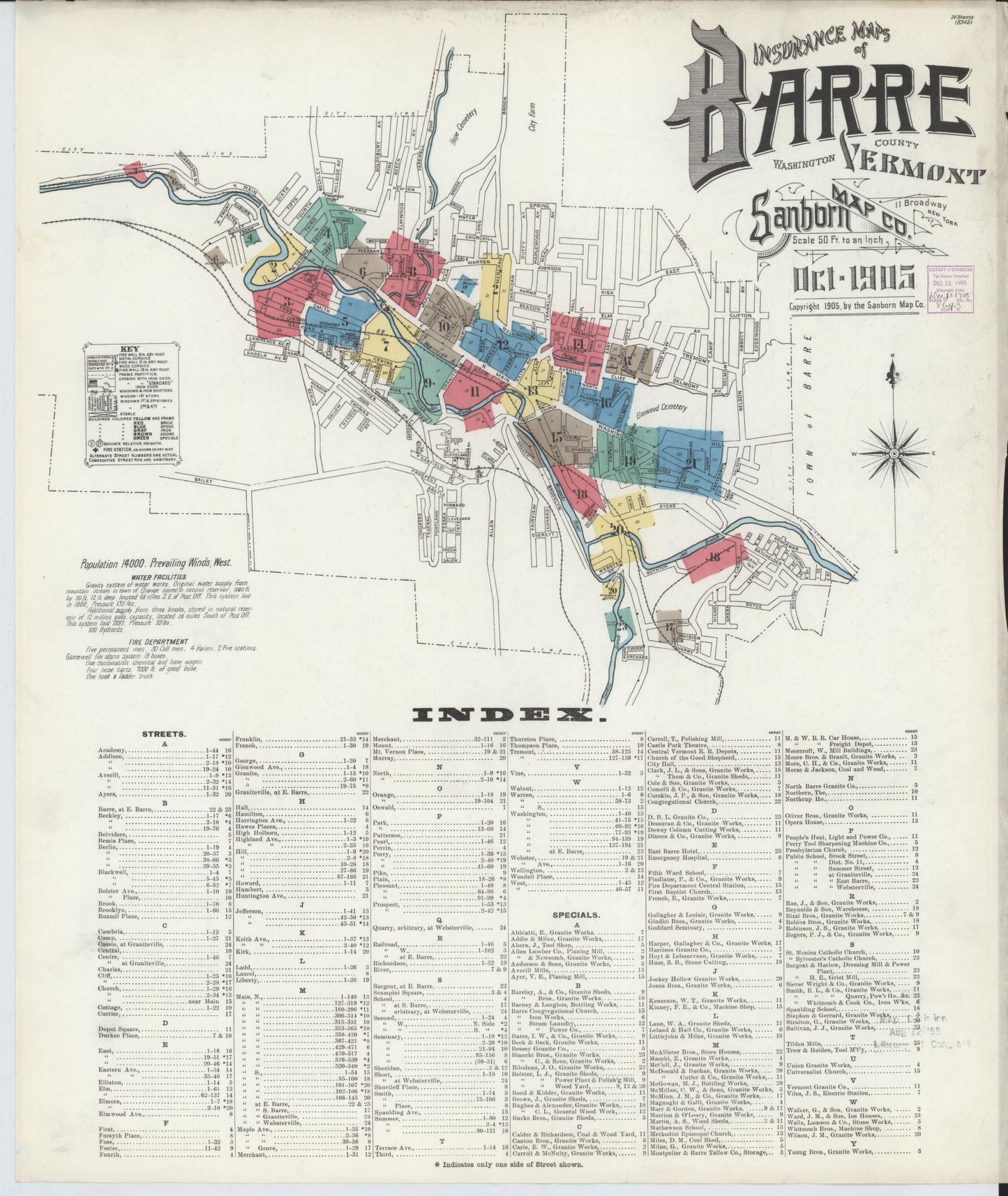 Sanborn Fire Insurance Map from Barre, Washington County, Vermont. (1905) – Historic Sanborn Fire Insurance Map Print