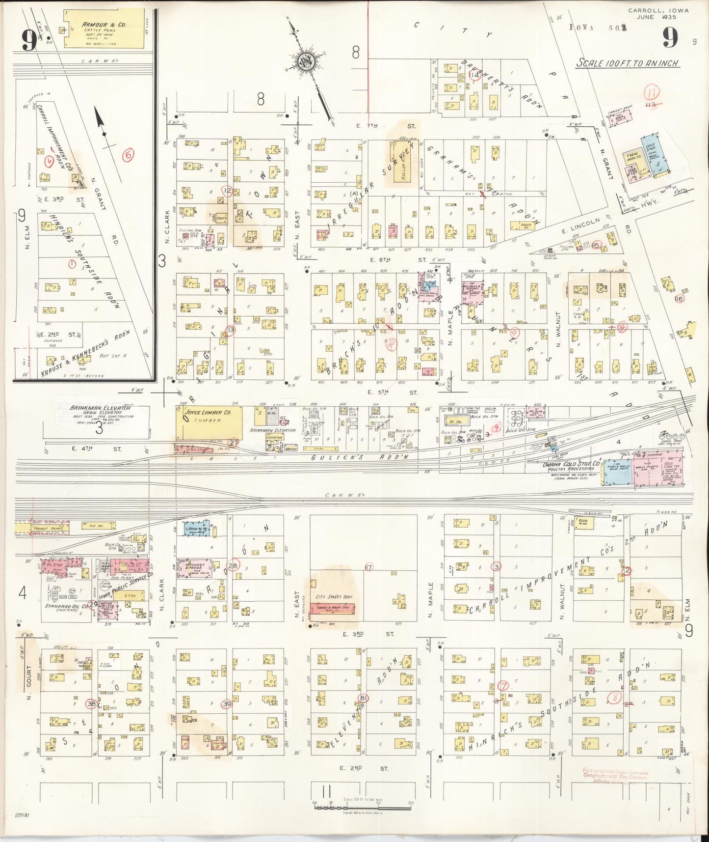 Sanborn Fire Insurance Map from Carroll, Carroll County, Iowa (1948), Sheet #0009 - Historic Sanborn Fire Insurance Map Print, vintage old map wall art