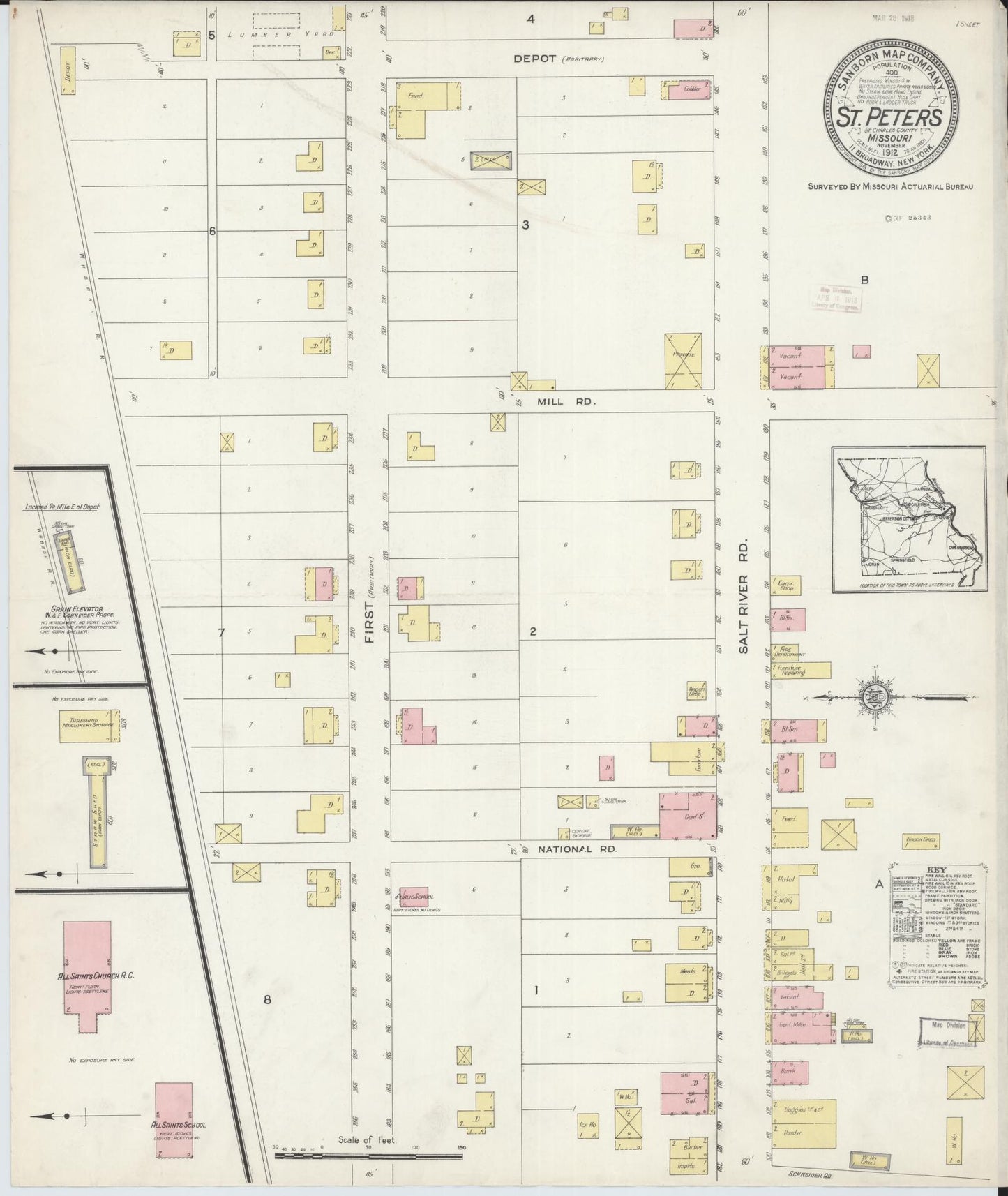 Sanborn Fire Insurance Map from Saint Peters, Saint Charles County, Missouri. (1912) – Historic Sanborn Fire Insurance Map Print