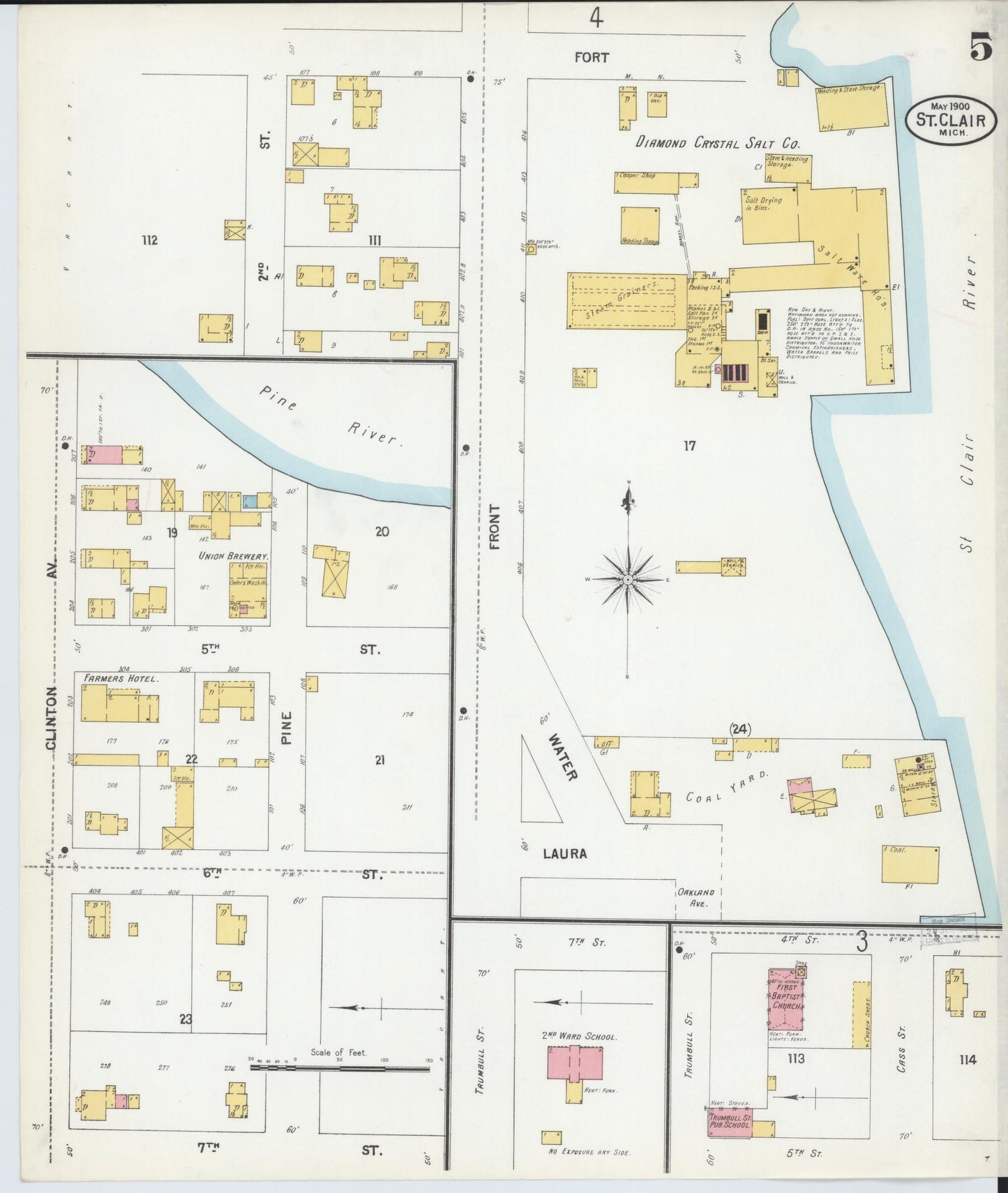 Sanborn Fire Insurance Map from Saint Clair, Saint Clair County, Michigan (1900), Sheet #0005 - Complete Map Set gallery image, historic Sanborn map, vintage wall art, Michigan Michigan
