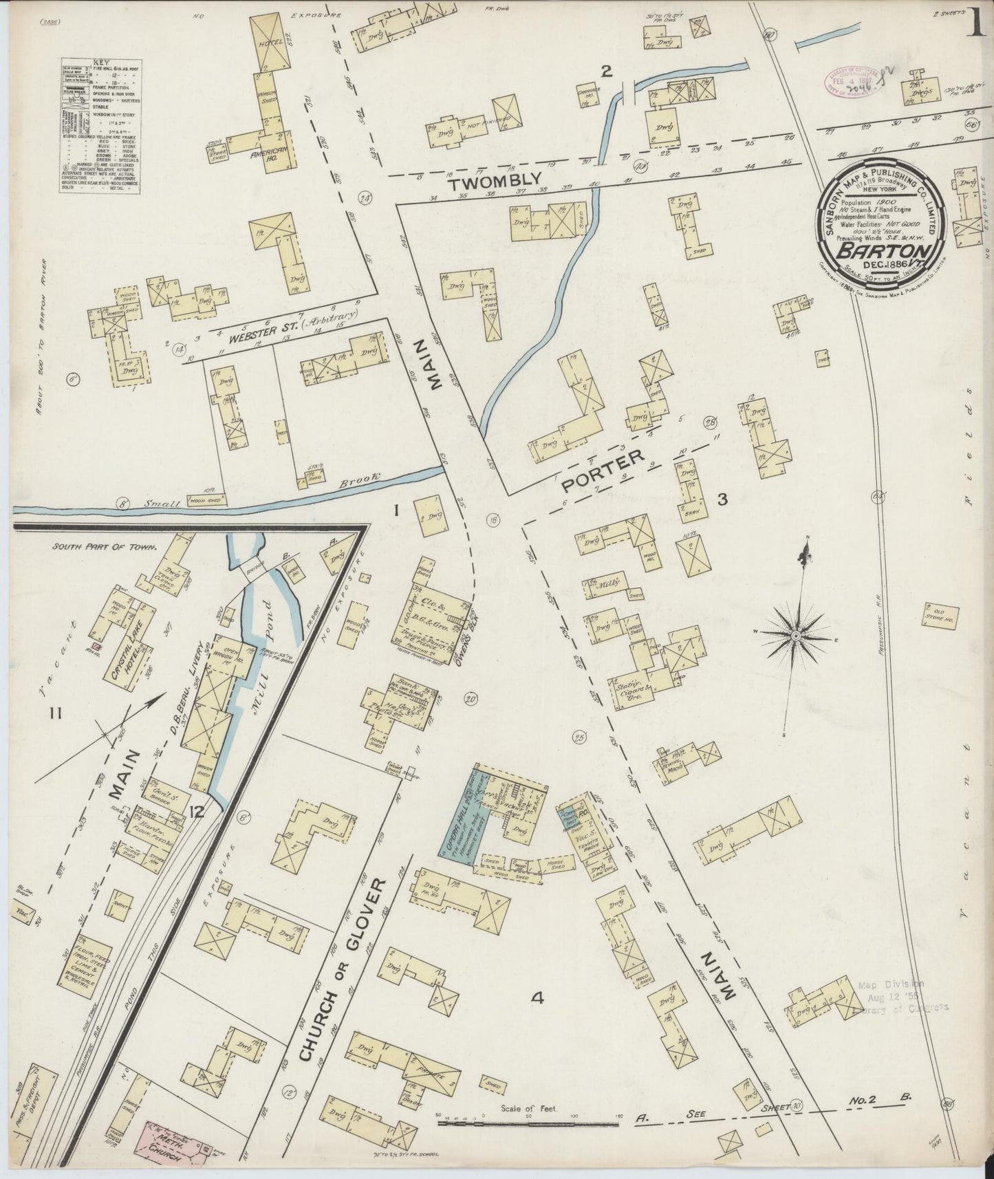 Sanborn Fire Insurance Map from Barton, Orleans County, Vermont. (1886) – Historic Sanborn Fire Insurance Map Print