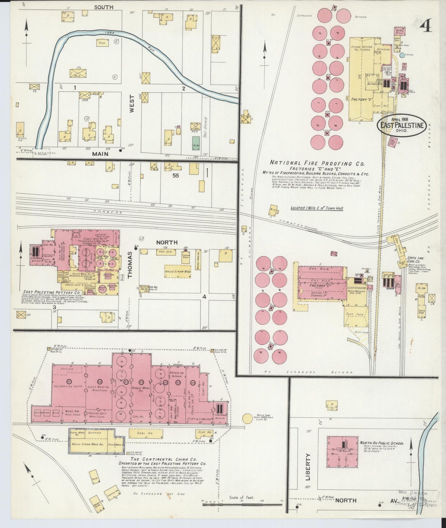 Sanborn Fire Insurance Map from East Palestine, Columbiana County, Ohio (1908), Sheet #0004 - Complete Map Set gallery image, historic Sanborn map, vintage wall art, Ohio Ohio