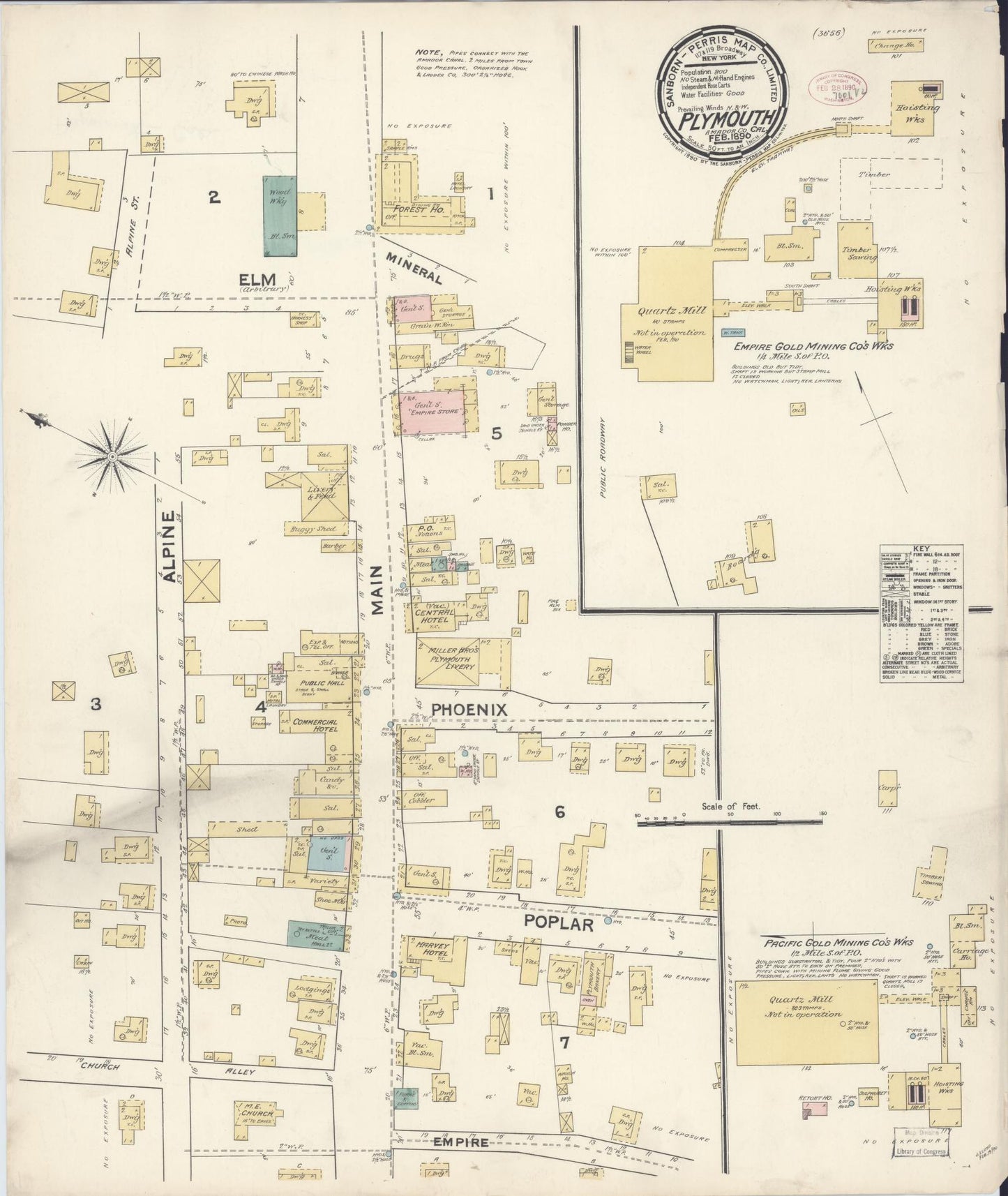 Sanborn Fire Insurance Map from Plymouth, Amador County, California. (1890) – Historic Sanborn Fire Insurance Map Print