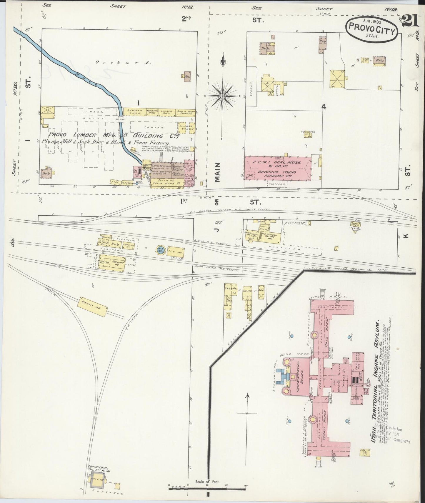 Sanborn Fire Insurance Map from Provo, Utah County, Utah (1890), Sheet #0021 - Complete Map Set gallery image, historic Sanborn map, vintage wall art, Provo Utah