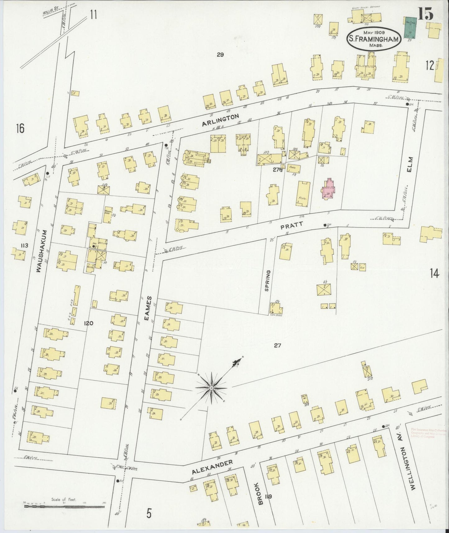 Sanborn Fire Insurance Map from South Farmington, Middlesex County, Massachusetts (1909), Sheet #0015 - Historic Sanborn Fire Insurance Map Print, vintage old map wall art, antique decor, genealogy gift, Massachusetts Massachusetts map