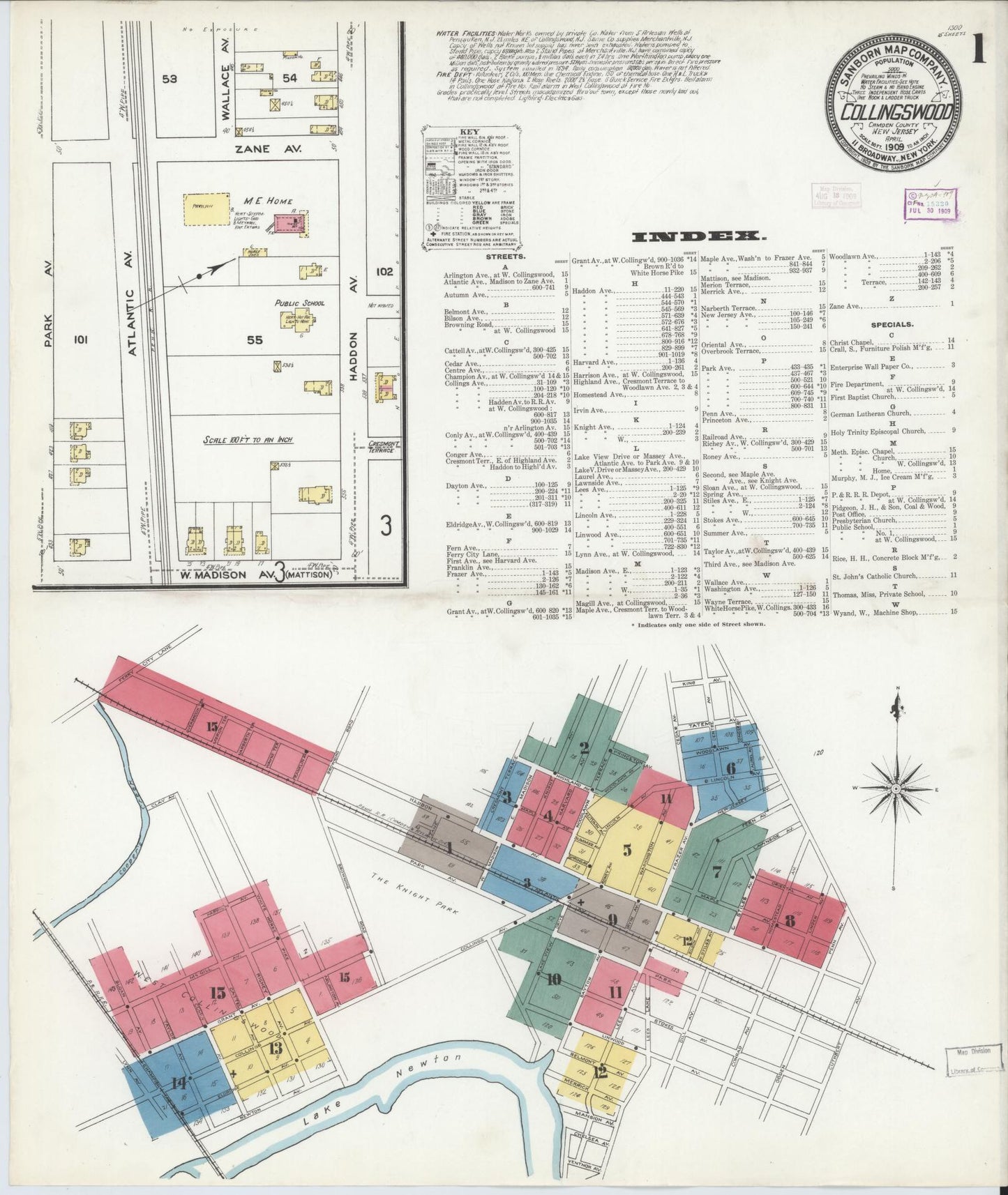 Sanborn Fire Insurance Map from Collingswood, Camden County, New Jersey. (1909) – Historic Sanborn Fire Insurance Map Print