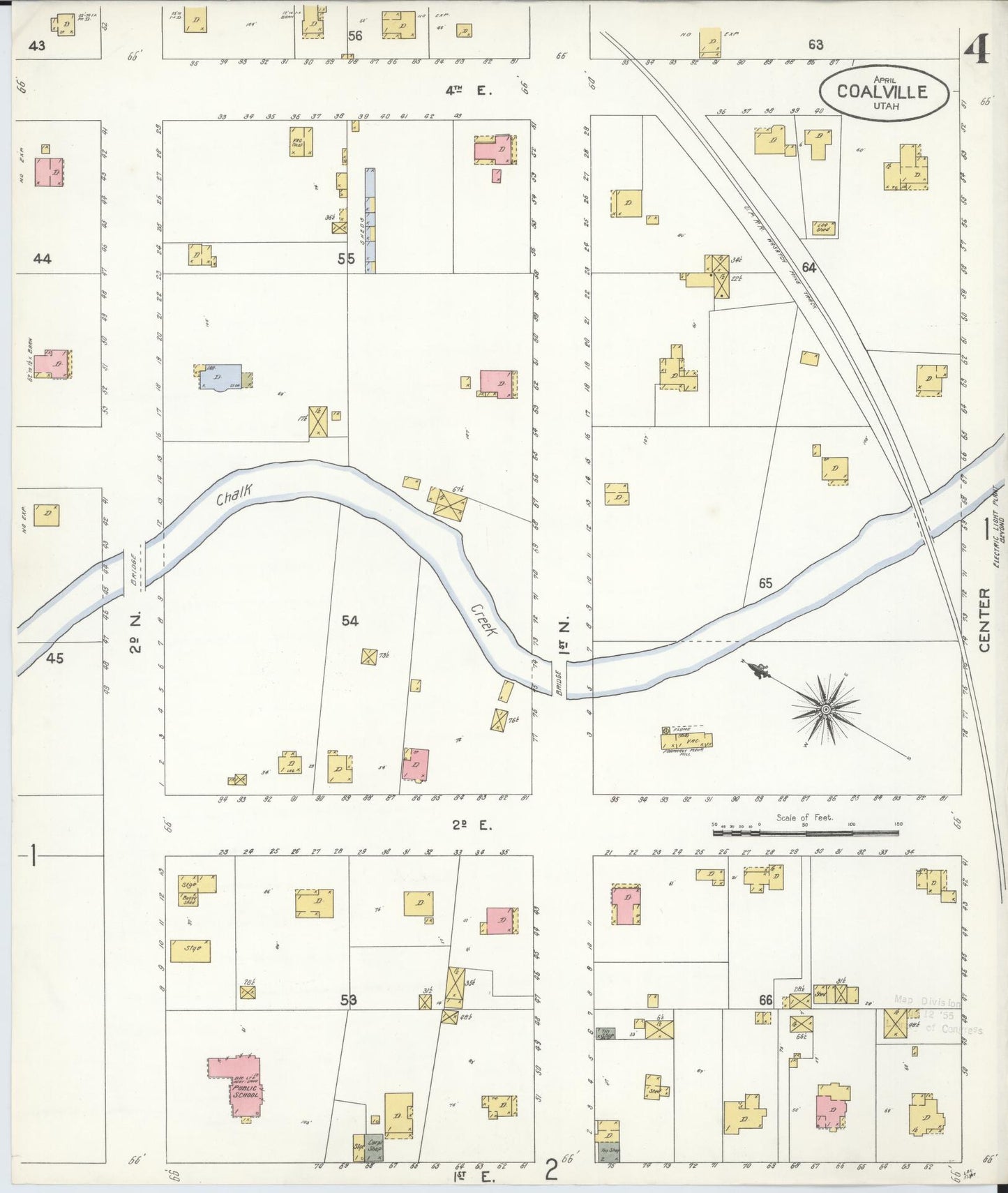 Sanborn Fire Insurance Map from Coalville, Summit County, Utah (1907), Sheet #0004 - Historic Sanborn Fire Insurance Map Print, vintage old map wall art, antique decor, genealogy gift, Utah Utah map