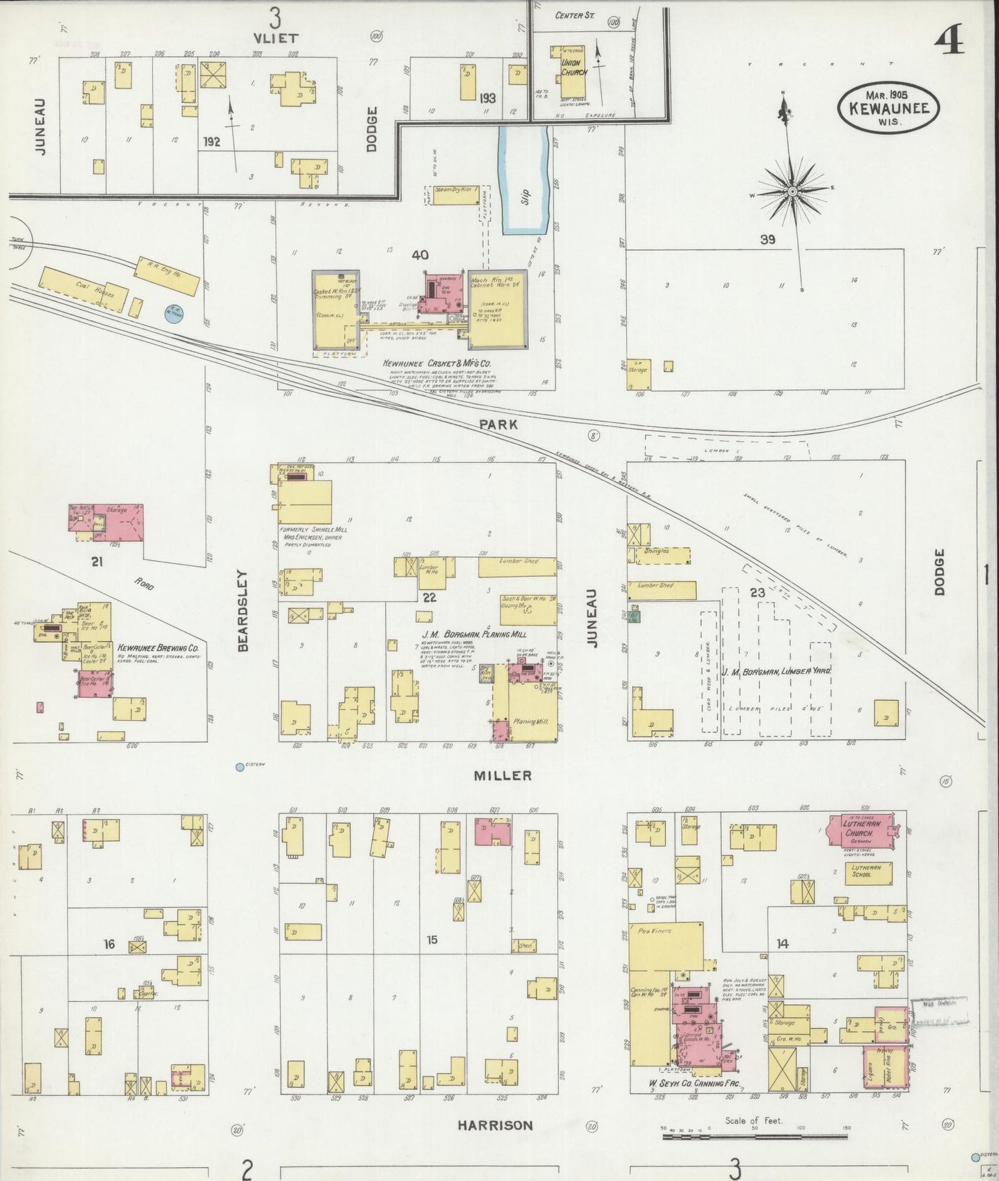 Sanborn Fire Insurance Map from Kewaunee, Kewaunee County, Wisconsin (1905), Sheet #0004 - Complete Map Set gallery image, historic Sanborn map, vintage wall art, Wisconsin Wisconsin