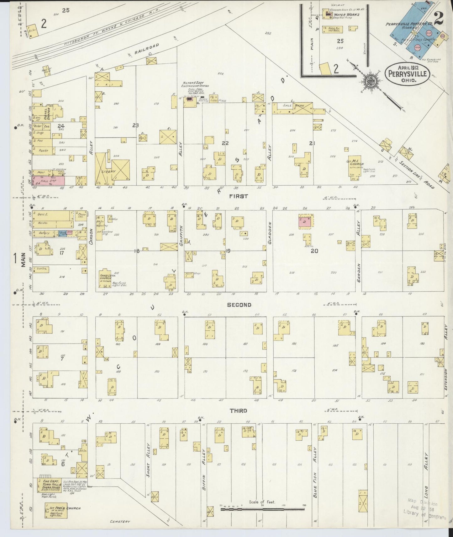 Sanborn Fire Insurance Map from Perrysville, Ashland County, Ohio (1912), Sheet #0002 - Complete Map Set gallery image, historic Sanborn map, vintage wall art, Ohio Ohio