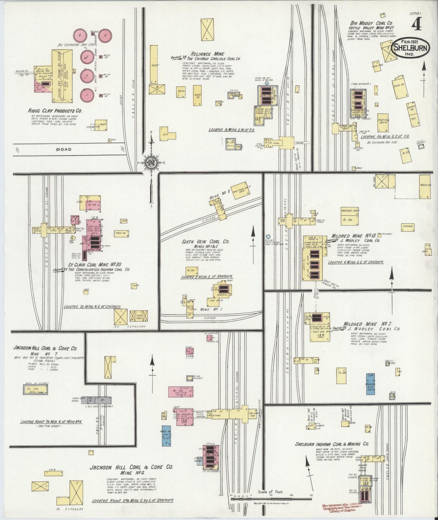 Sanborn Fire Insurance Map from Shelburn, Sullivan County, Indiana (1921), Sheet #0004 - Complete Map Set gallery image, historic Sanborn map, vintage wall art, Indiana Indiana