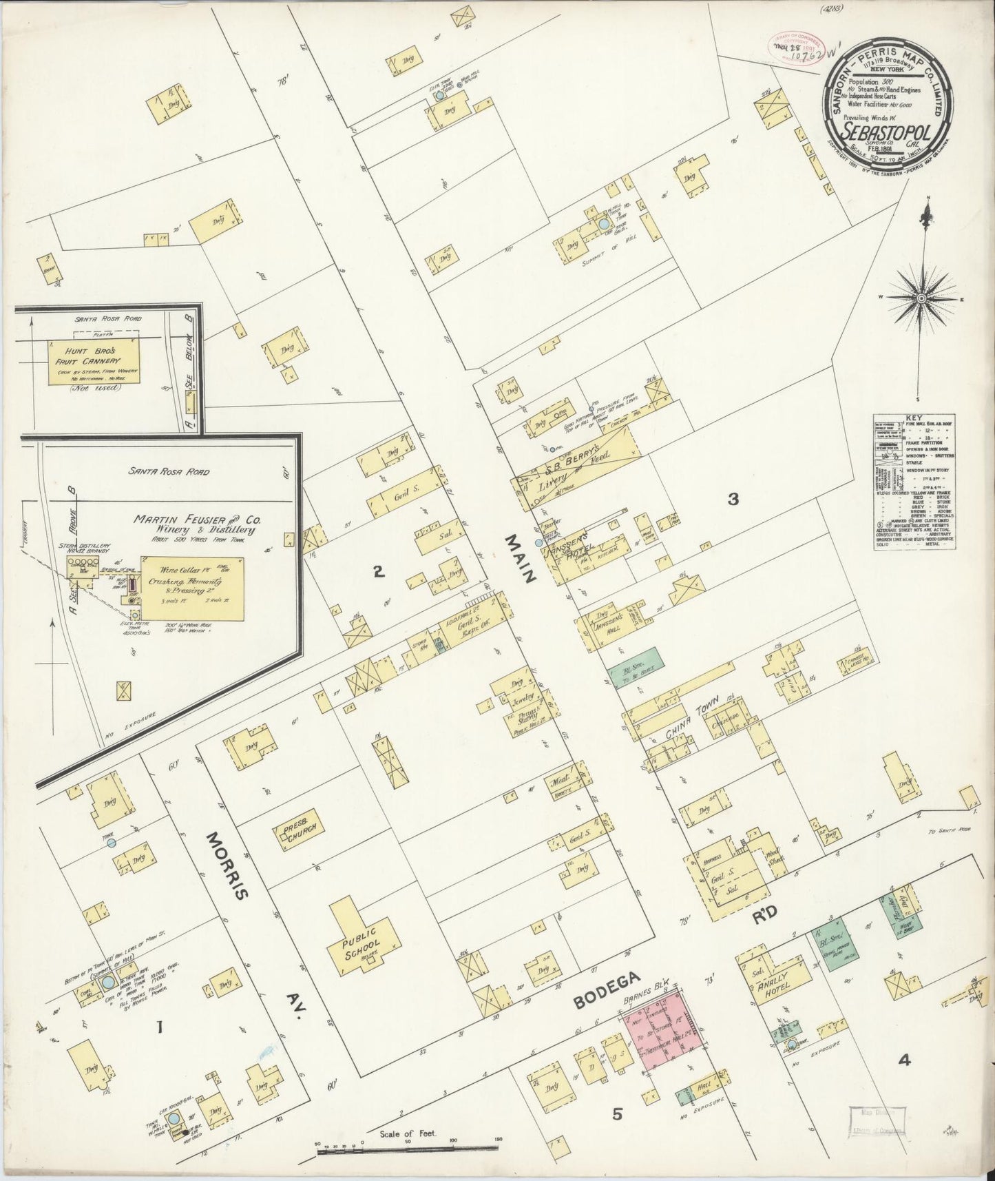 Sanborn Fire Insurance Map from Sebastopol, Sonoma County, California. (1891) – Historic Sanborn Fire Insurance Map Print