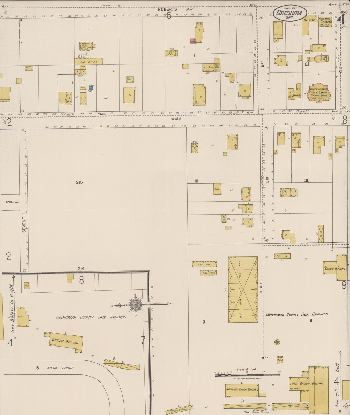 Sanborn Fire Insurance Map from Gresham, Multnomah County, Oregon (1922), Sheet #0004 - Historic Sanborn Fire Insurance Map Print, vintage old map wall art, antique decor, genealogy gift, Oregon Oregon map