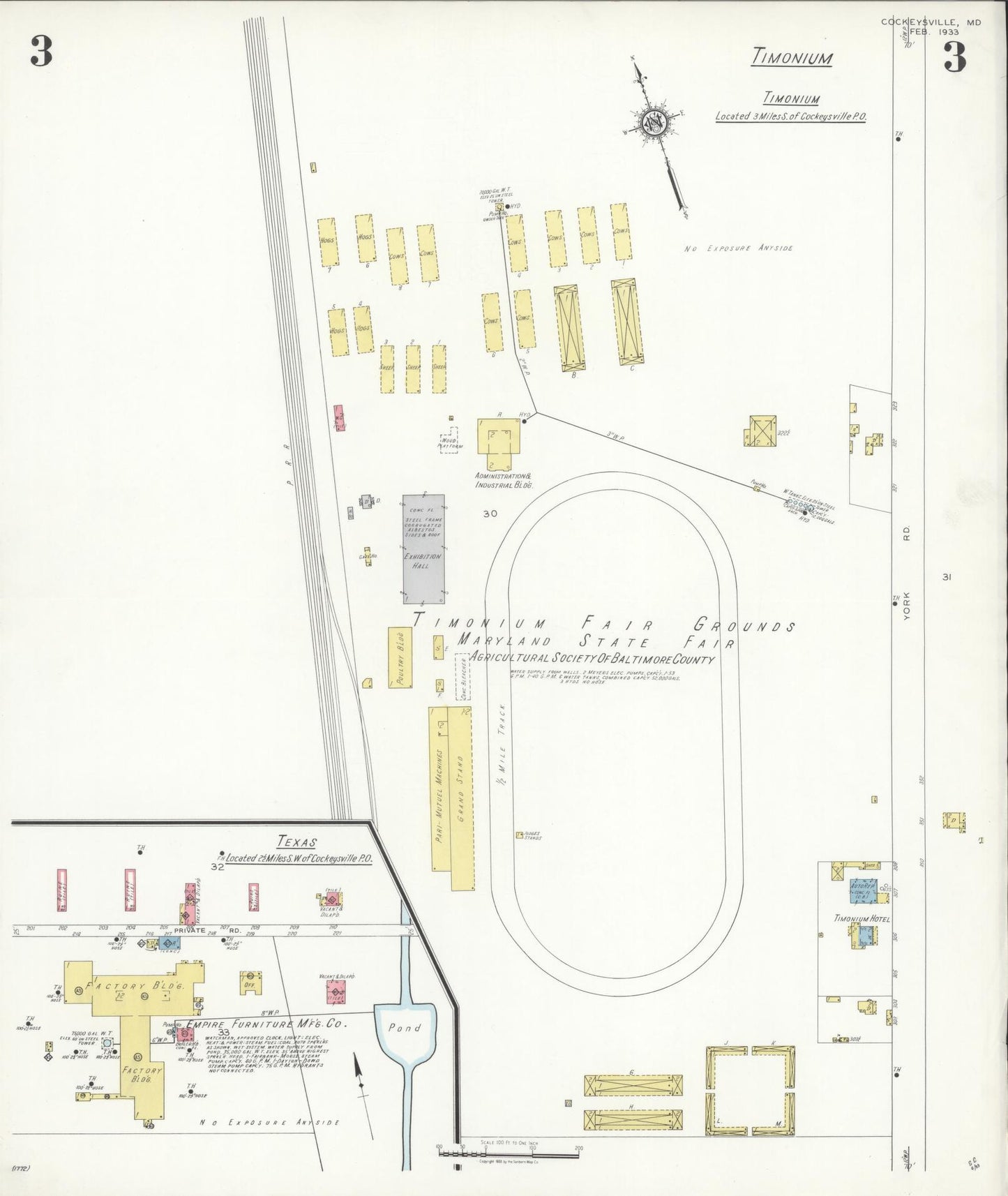 Sanborn Fire Insurance Map from Cockeysville, Baltimore County, Maryland (1933), Sheet #0003 - Historic Sanborn Fire Insurance Map Print, vintage old map wall art, antique decor, genealogy gift, Maryland Maryland map
