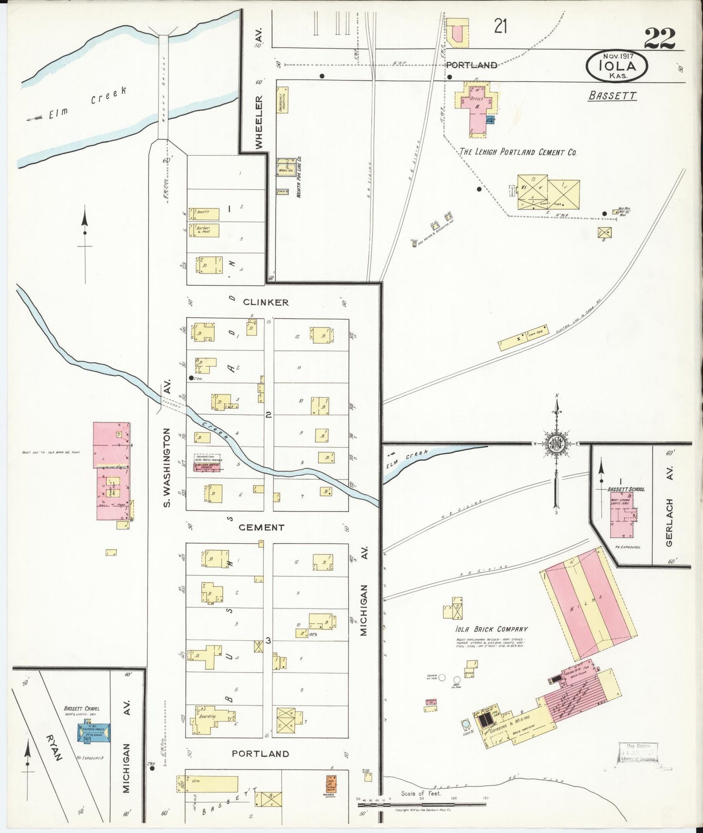 Sanborn Fire Insurance Map from Iola, Allen County, Kansas (1917), Sheet #0022 - Historic Sanborn Fire Insurance Map Print, vintage old map wall art, antique decor, genealogy gift, Kansas Kansas map