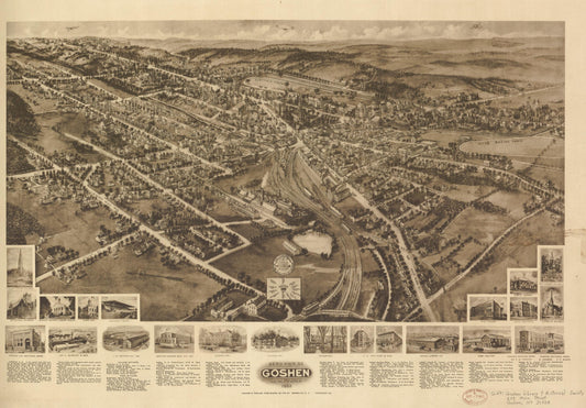 Aero view of Goshen, New York : 1922. (1922) – Historic Bird’s-Eye View Panorama Print