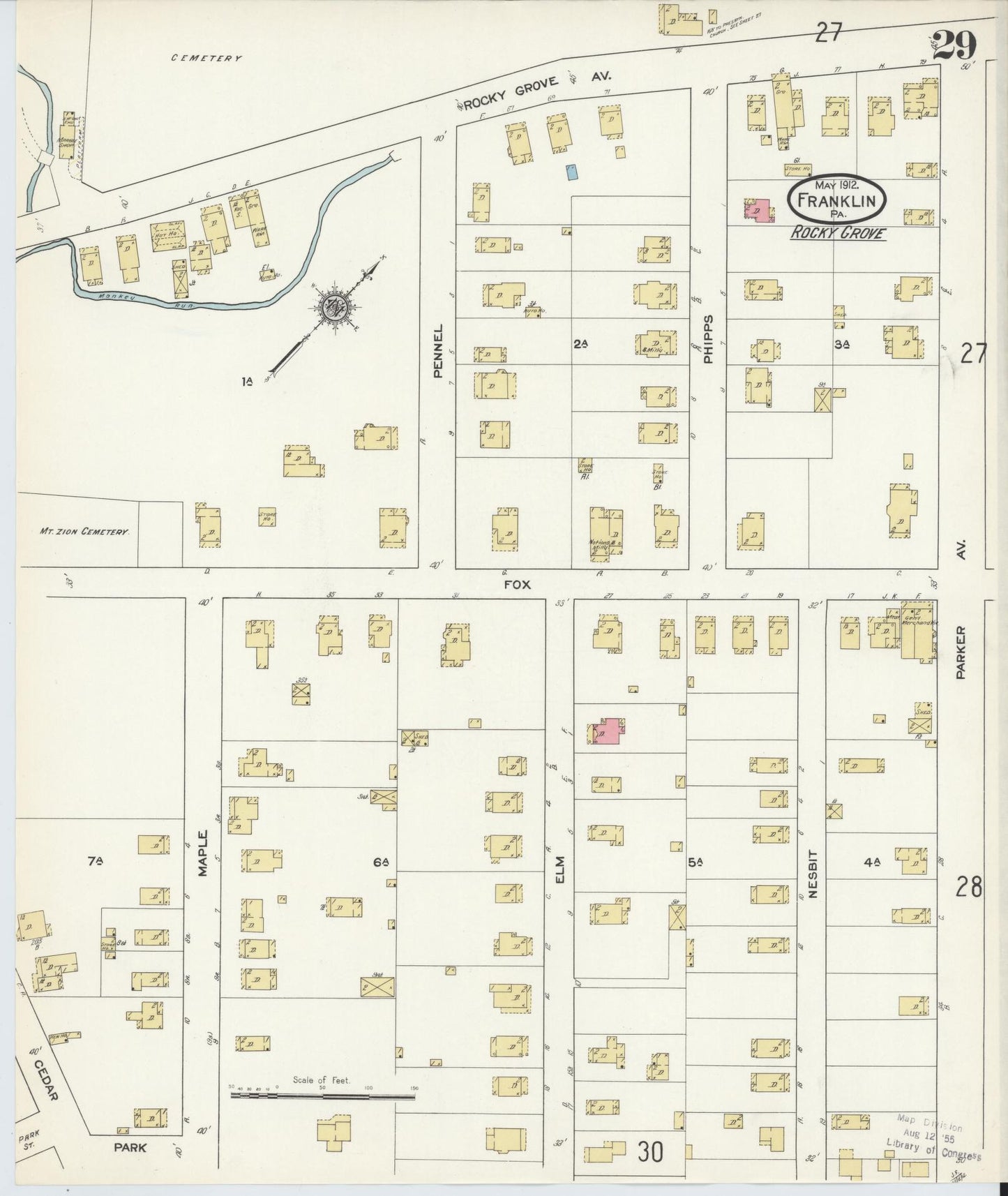 Sanborn Fire Insurance Map from Franklin, Venango County, Pennsylvania (1912), Sheet #0029 - Historic Sanborn Fire Insurance Map Print, vintage old map wall art, antique decor, genealogy gift, Pennsylvania Pennsylvania map