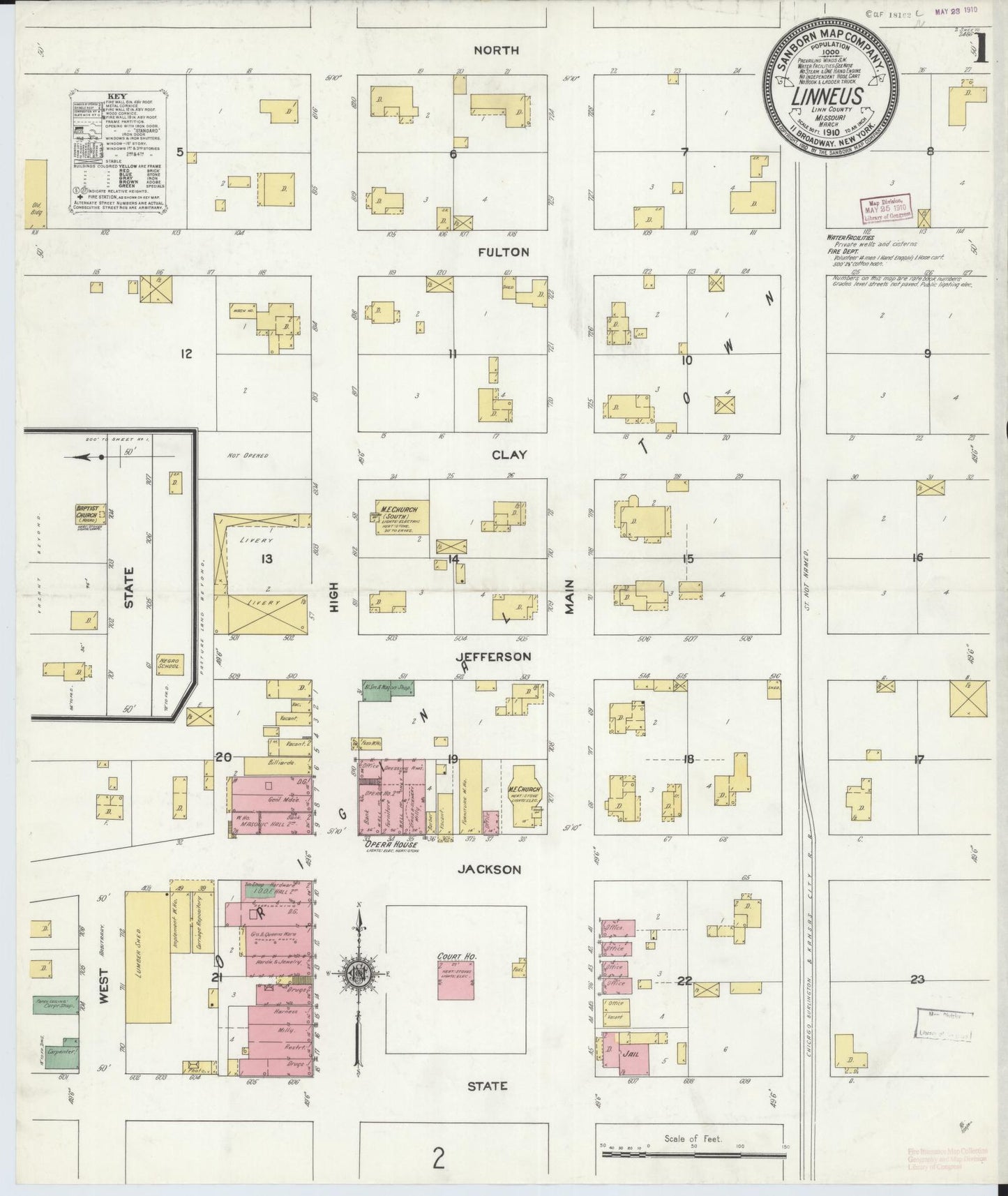 Sanborn Fire Insurance Map from Linneus, Linn County, Missouri. (1910) – Historic Sanborn Fire Insurance Map Print