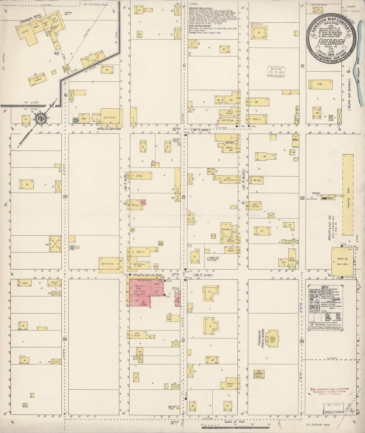 Sanborn Fire Insurance Map from Firebaugh, Fresno County, California (1914), Sheet #0001 - Historic Sanborn Fire Insurance Map Print, vintage old map wall art, antique decor, genealogy gift, California California map
