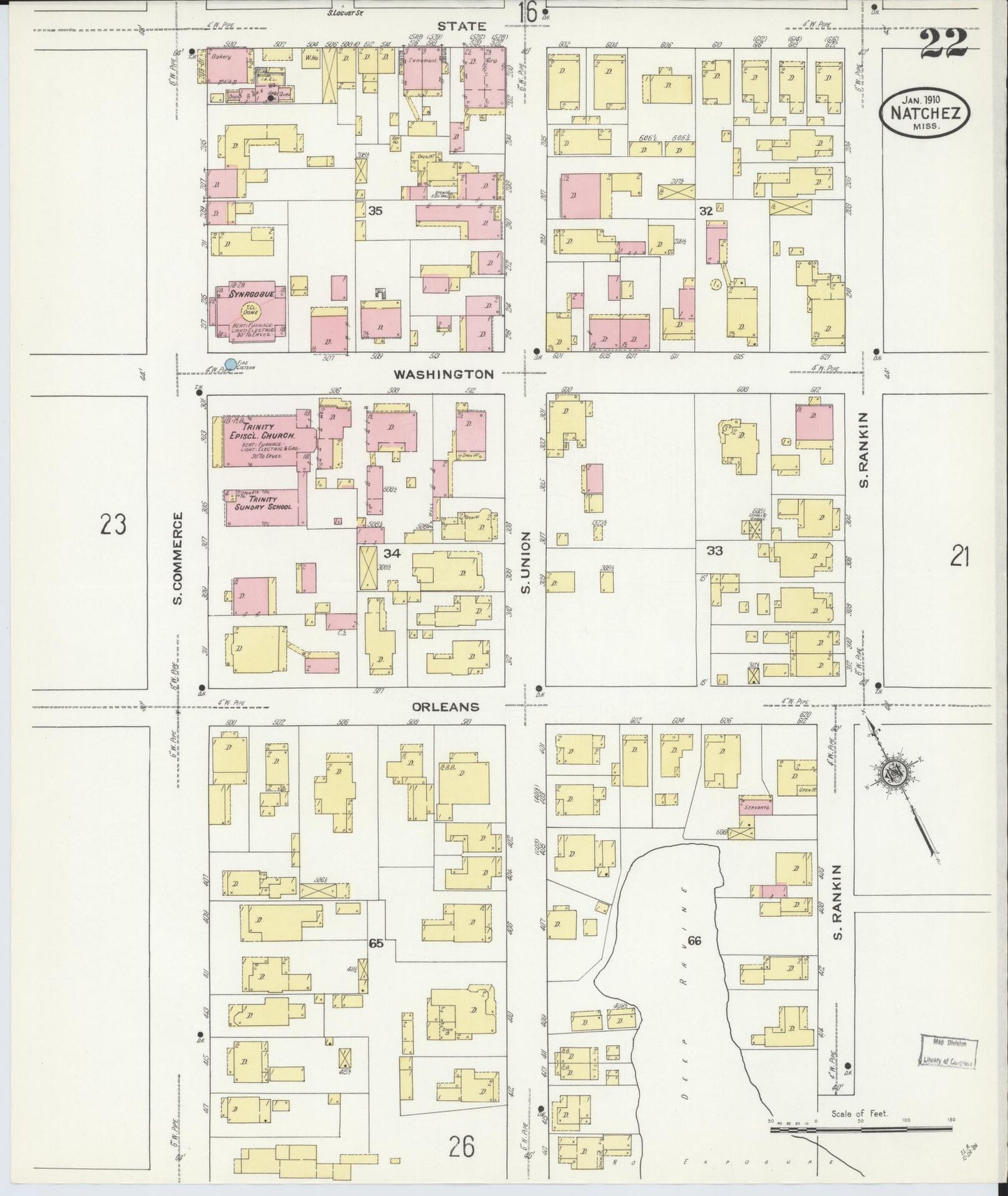 Sanborn Fire Insurance Map from Natchez, Adams County, Mississippi (1910), Sheet #0022 - Historic Sanborn Fire Insurance Map Print, vintage old map wall art, antique decor, genealogy gift, Mississippi Mississippi map