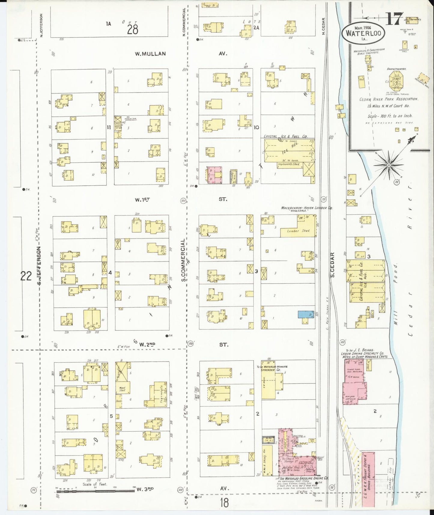 Sanborn Fire Insurance Map from Waterloo, Black Hawk County, Iowa (1906), Sheet #0017 - Historic Sanborn Fire Insurance Map Print