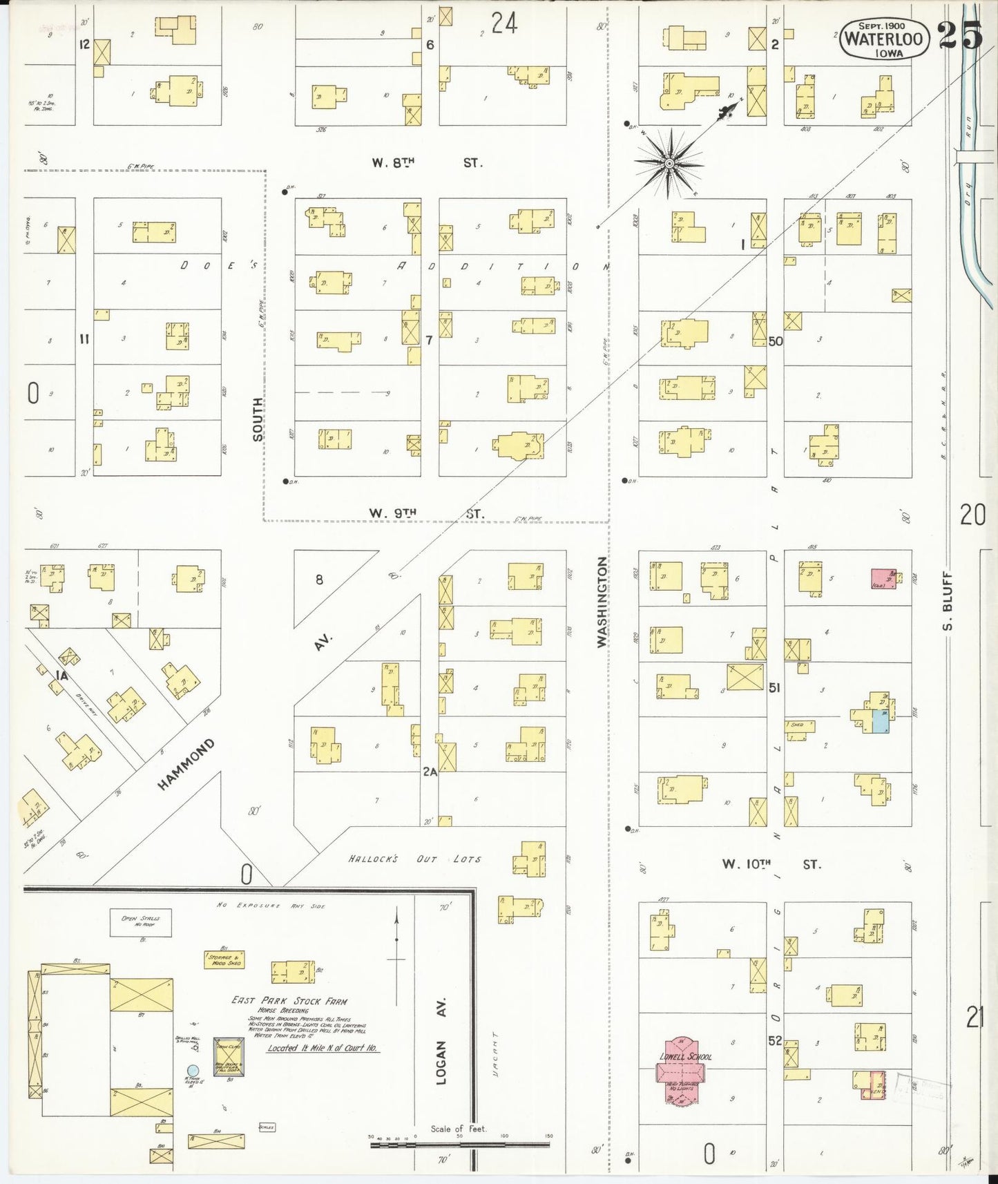 Sanborn Fire Insurance Map from Waterloo, Black Hawk County, Iowa (1900), Sheet #0025 - Historic Sanborn Fire Insurance Map Print