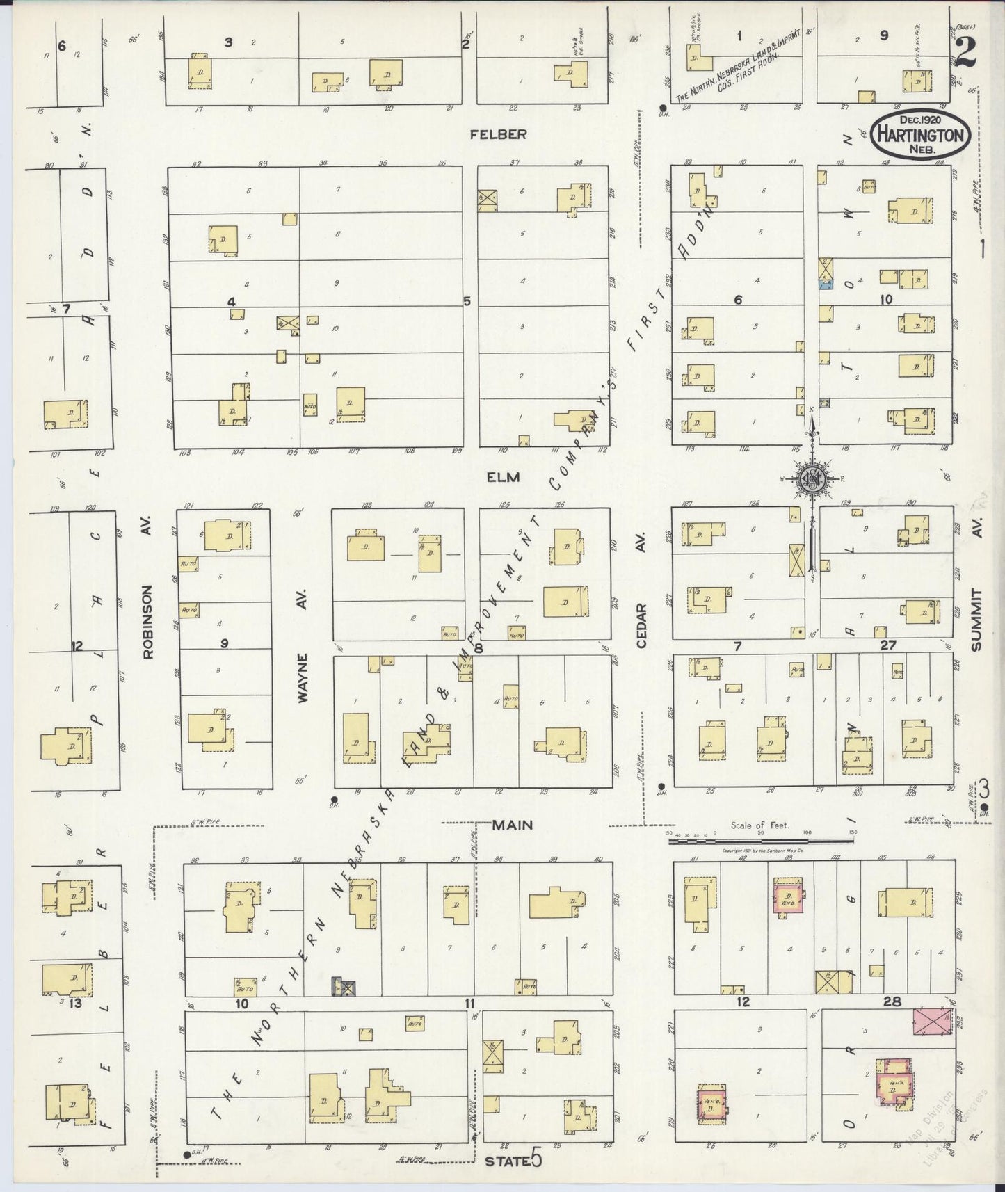 Sanborn Fire Insurance Map from Hartington, Cedar County, Nebraska (1920), Sheet #0002 - Historic Sanborn Fire Insurance Map Print, vintage old map wall art, antique decor, genealogy gift, Nebraska Nebraska map
