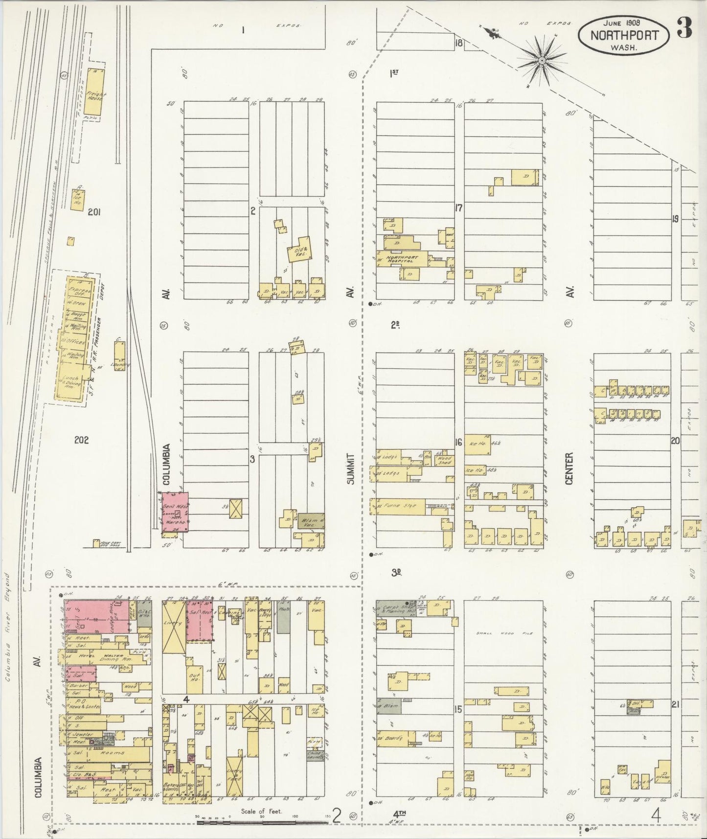 Sanborn Fire Insurance Map from Northport, Stevens County, Washington (1908), Sheet #0003 - Historic Sanborn Fire Insurance Map Print, vintage old map wall art, antique decor, genealogy gift, Washington Washington map