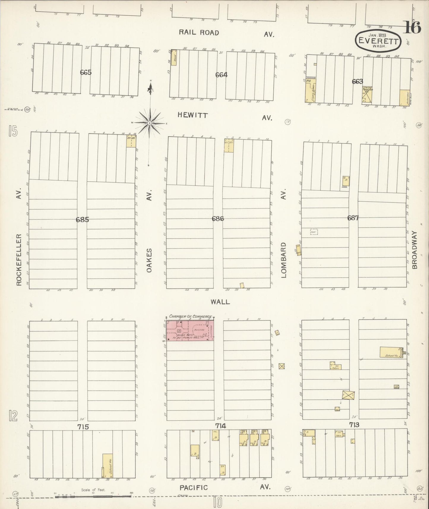 Sanborn Fire Insurance Map from Everett, Snohomish County, Washington (1893), Sheet #0015 - Historic Sanborn Fire Insurance Map Print, vintage old map wall art, antique decor, genealogy gift, Washington Washington map