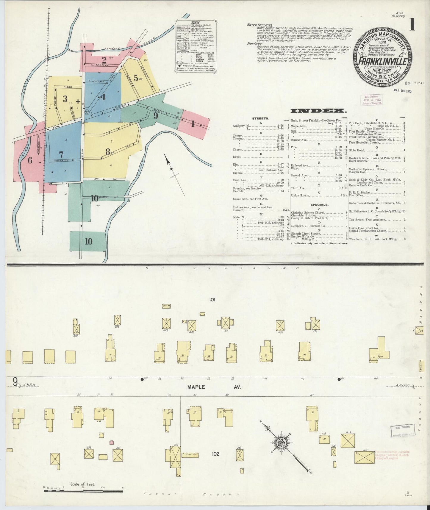 Sanborn Fire Insurance Map from Franklinville, Cattaraugus County, New York. (1912) – Historic Sanborn Fire Insurance Map Print