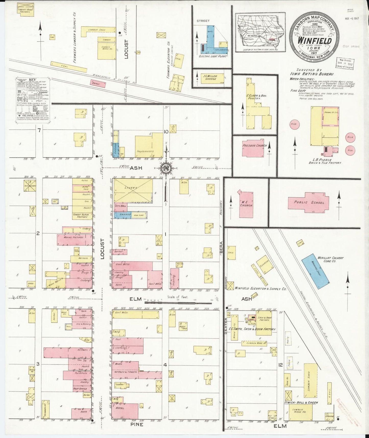 Sanborn Fire Insurance Map from Winfield, Henry County, Iowa. (1917) – Map View