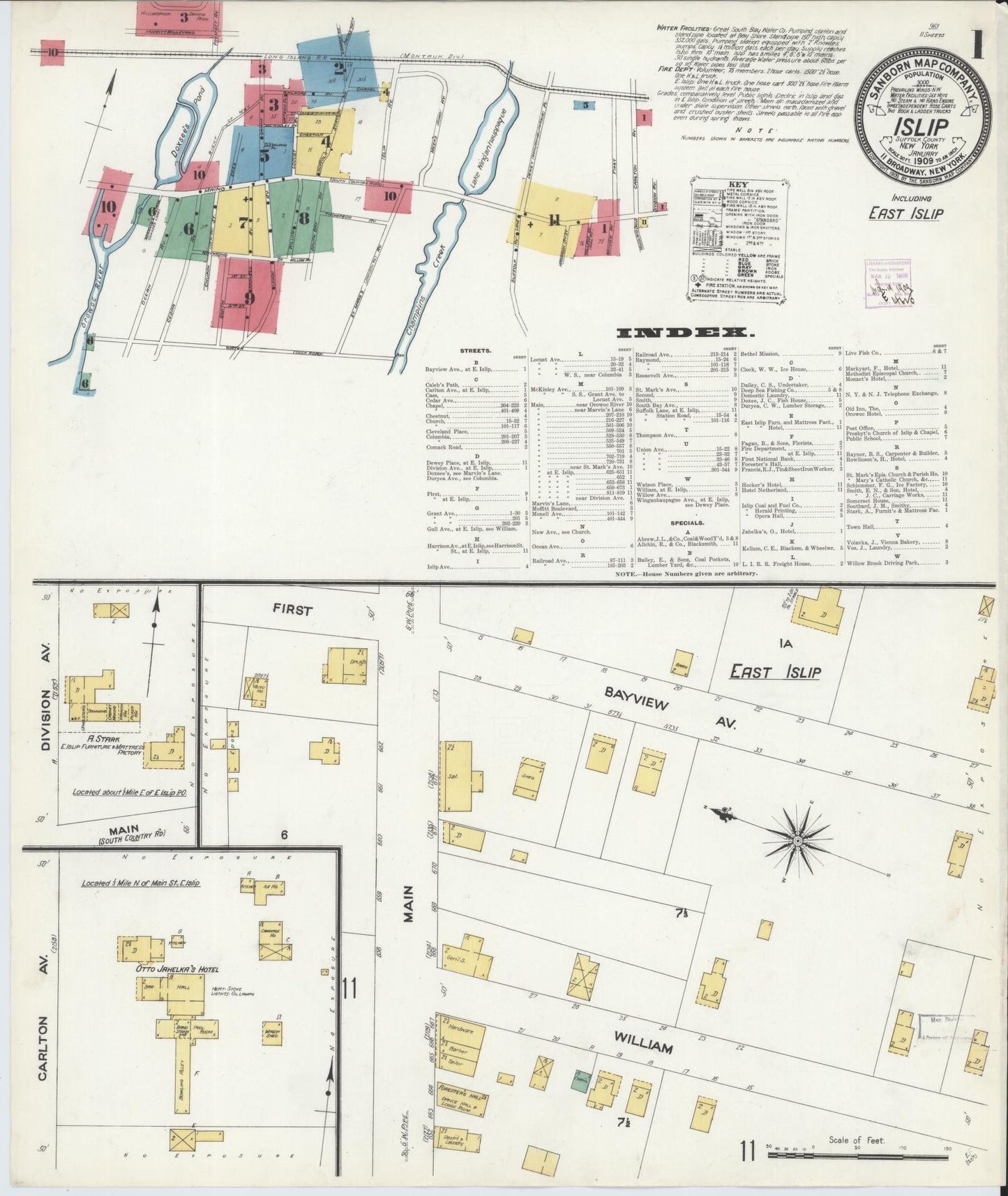 Sanborn Fire Insurance Map from Islip, Suffolk County, New York. (1909) – Historic Sanborn Fire Insurance Map Print