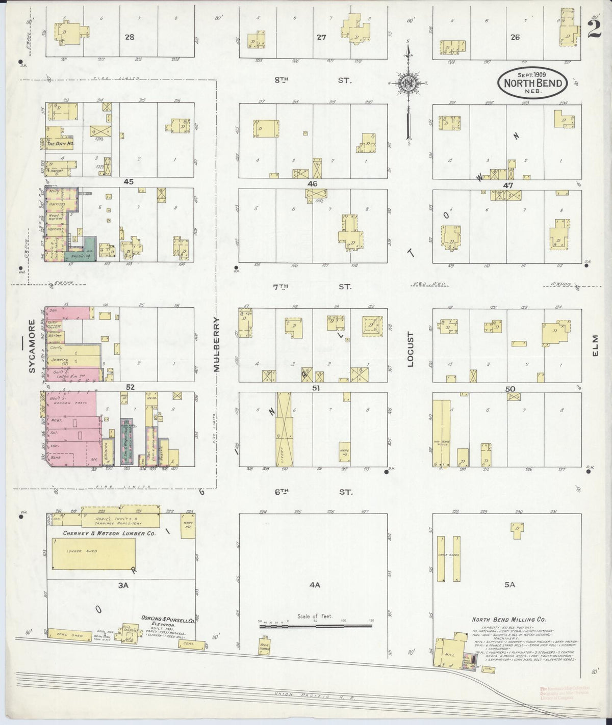 Sanborn Fire Insurance Map from North Bend, Dodge County, Nebraska (1909), Sheet #0002 - Historic Sanborn Fire Insurance Map Print, vintage old map wall art, antique decor, genealogy gift, Nebraska Nebraska map