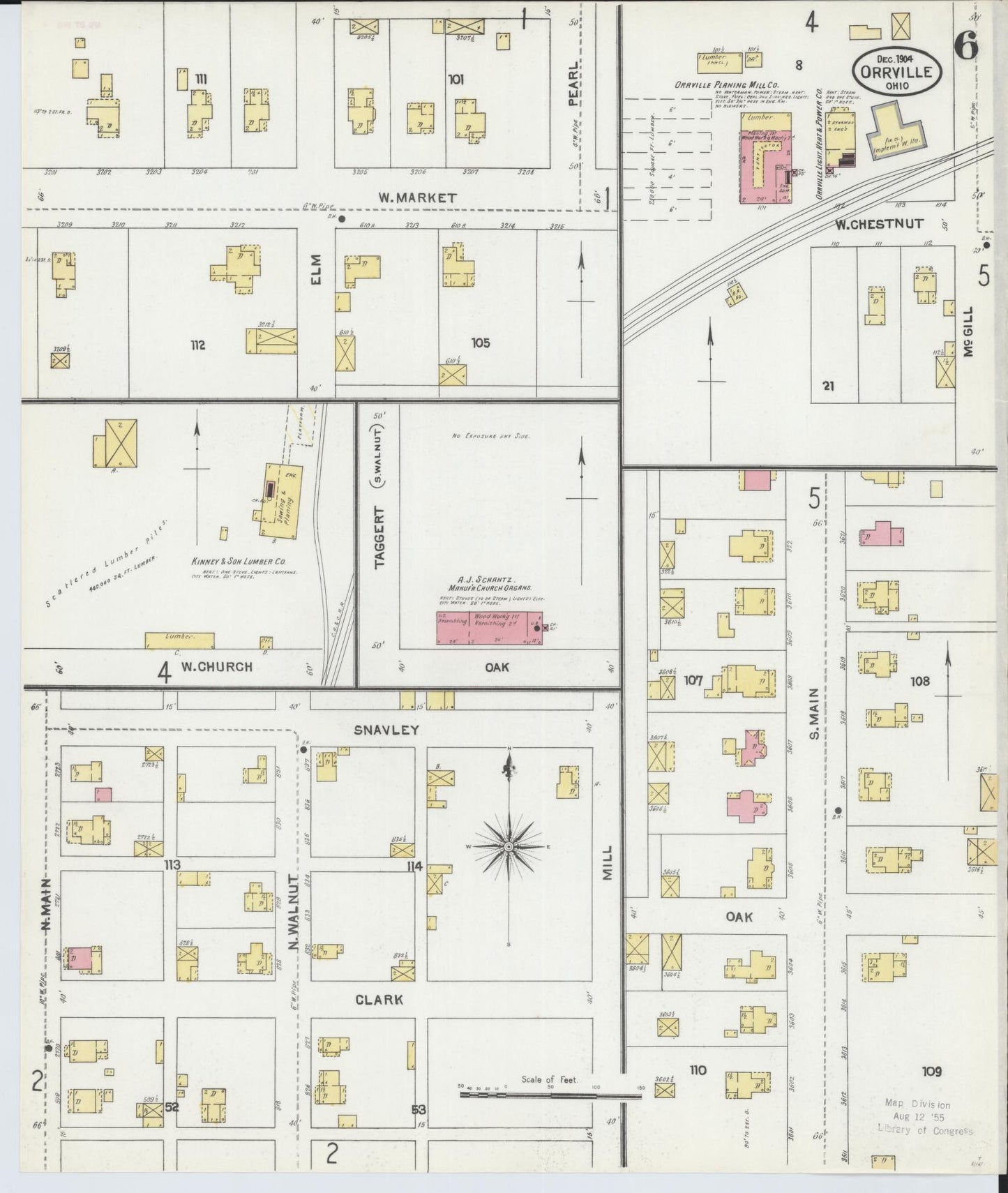 Sanborn Fire Insurance Map from Orrville, Wayne County, Ohio (1904), Sheet #0006 - Complete Map Set gallery image, historic Sanborn map, vintage wall art, Ohio Ohio