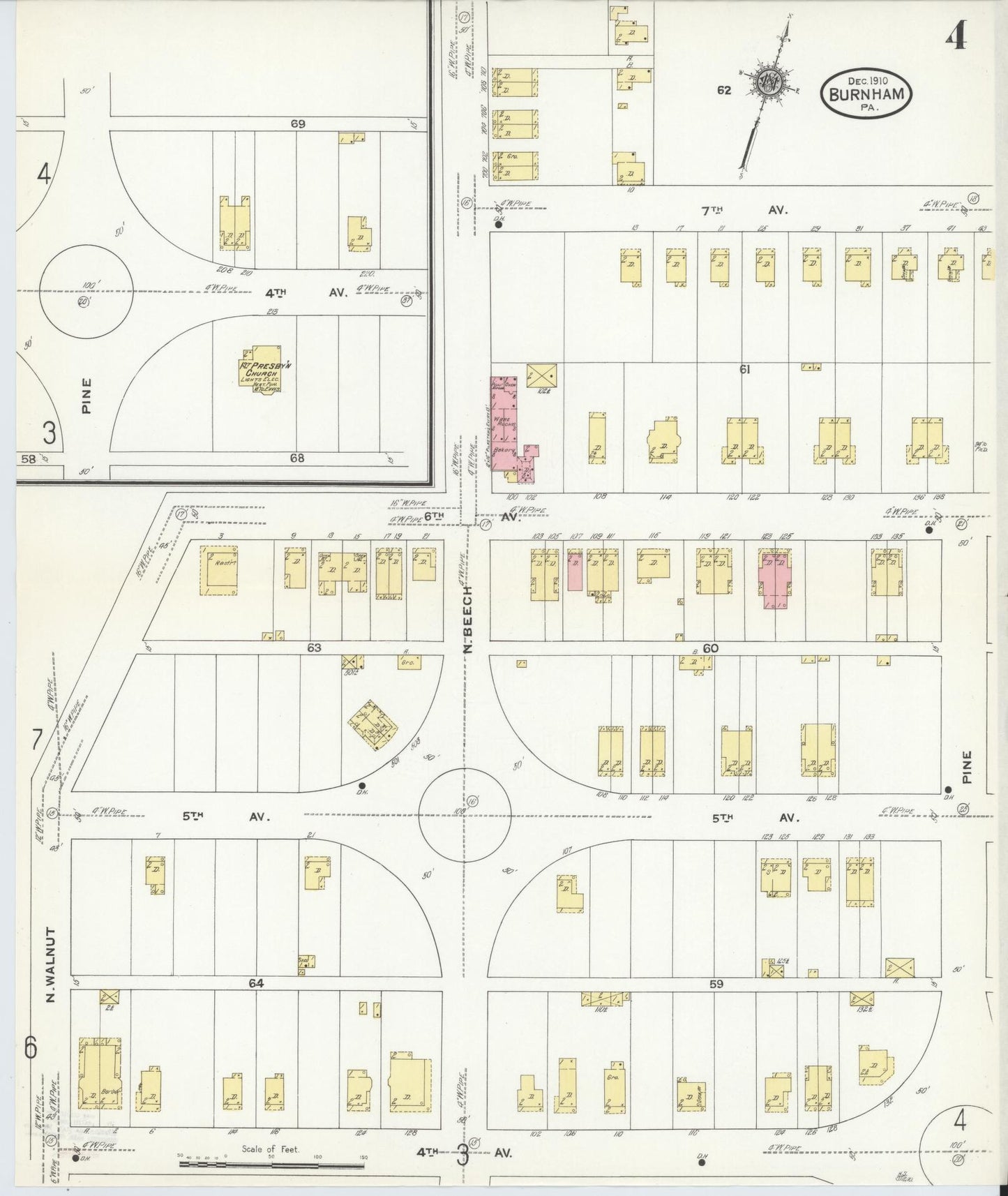 Sanborn Fire Insurance Map from Burnham, Mifflin County, Pennsylvania (1910), Sheet #0004 - Historic Sanborn Fire Insurance Map Print, vintage old map wall art, antique decor, genealogy gift, Pennsylvania Pennsylvania map